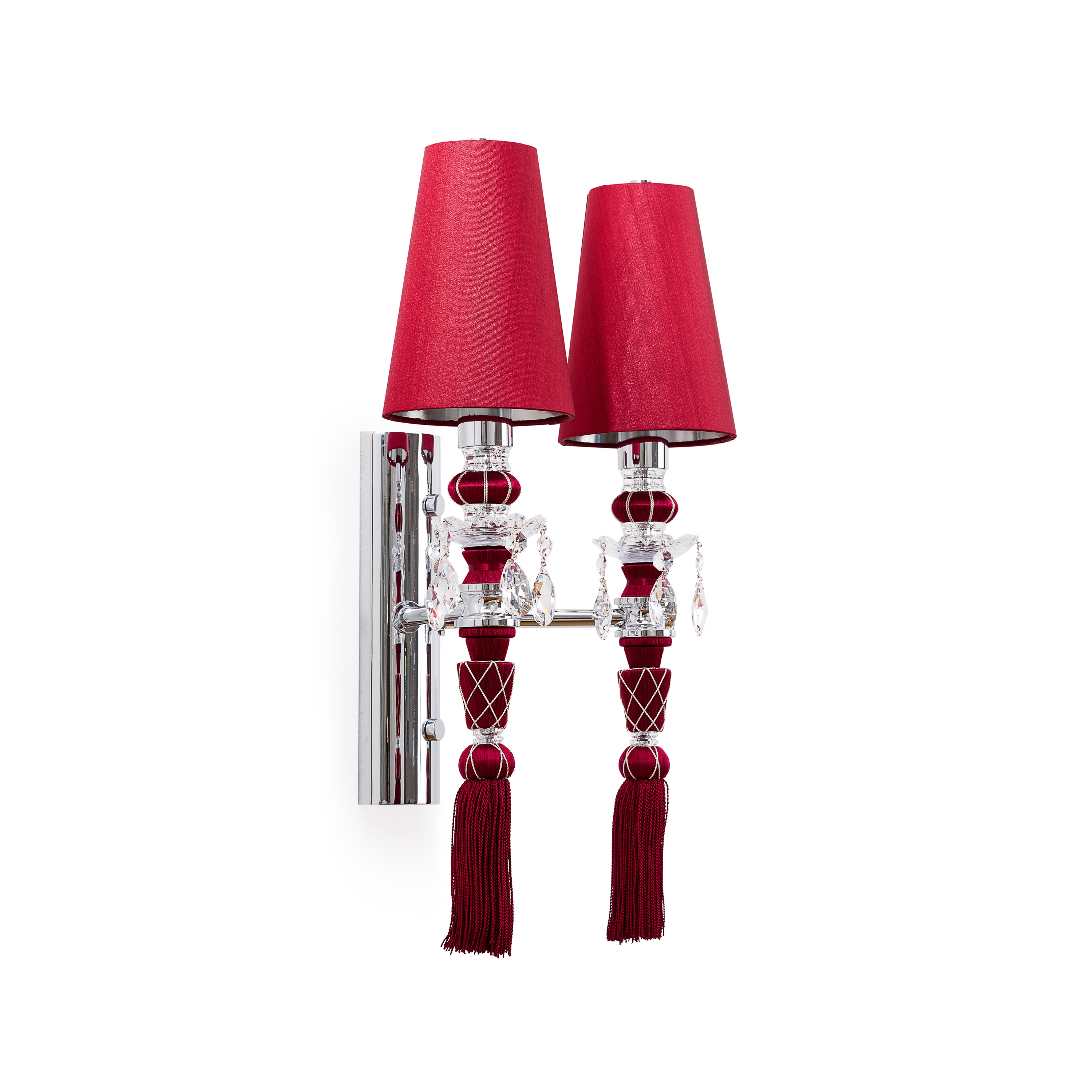 Lula Wall Light Double Passement Pompon Silk Shade