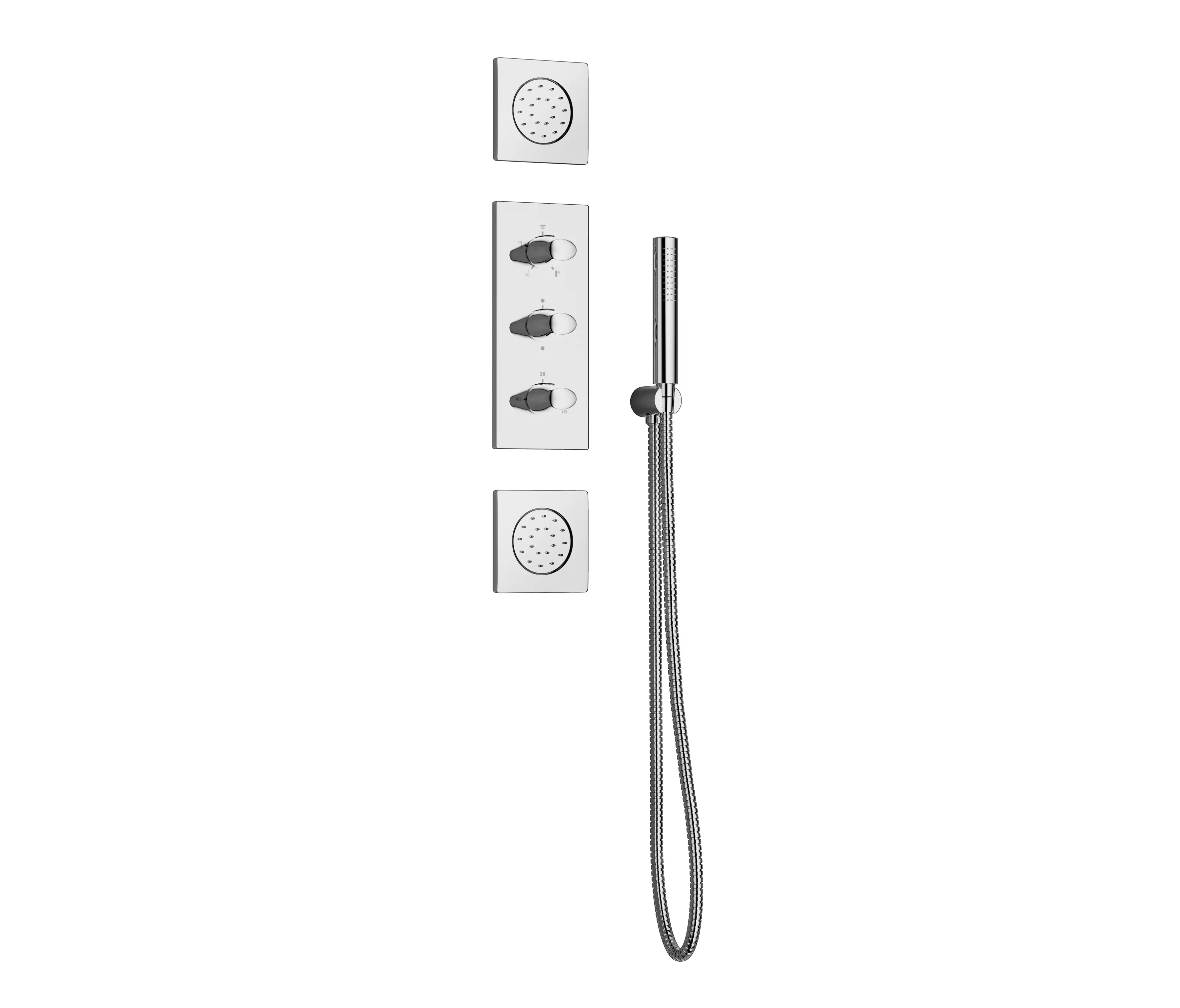 Armani Roca - FAUCETS | Built-in thermostatic shower mixer with 5 functions including handshower and 2 shower jets | Chrome