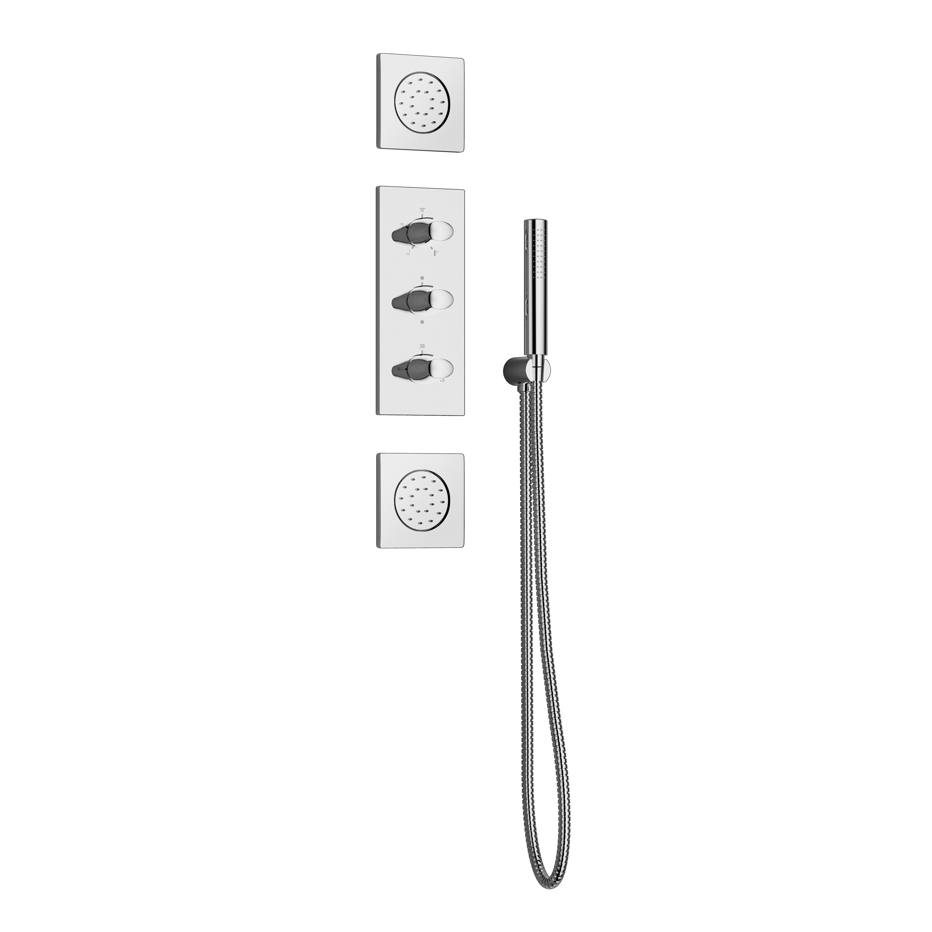 FAUCETS | Built-in thermostatic shower mixer with 5 functions including handshower and 2 shower jets | Chrome
