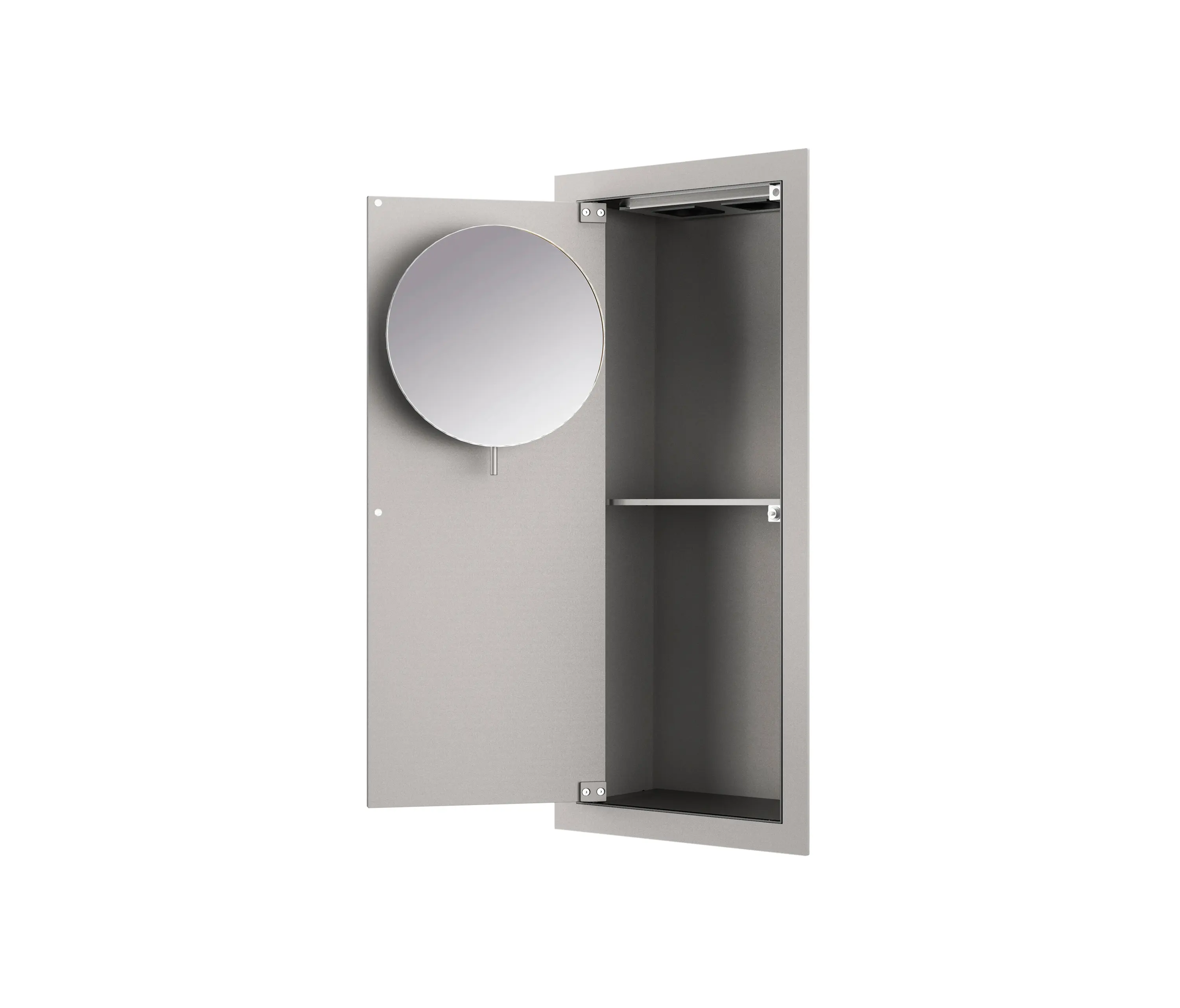 Armani Roca - FURNITURE | Armoire verticale encastrée avec miroir grossissant | Silver