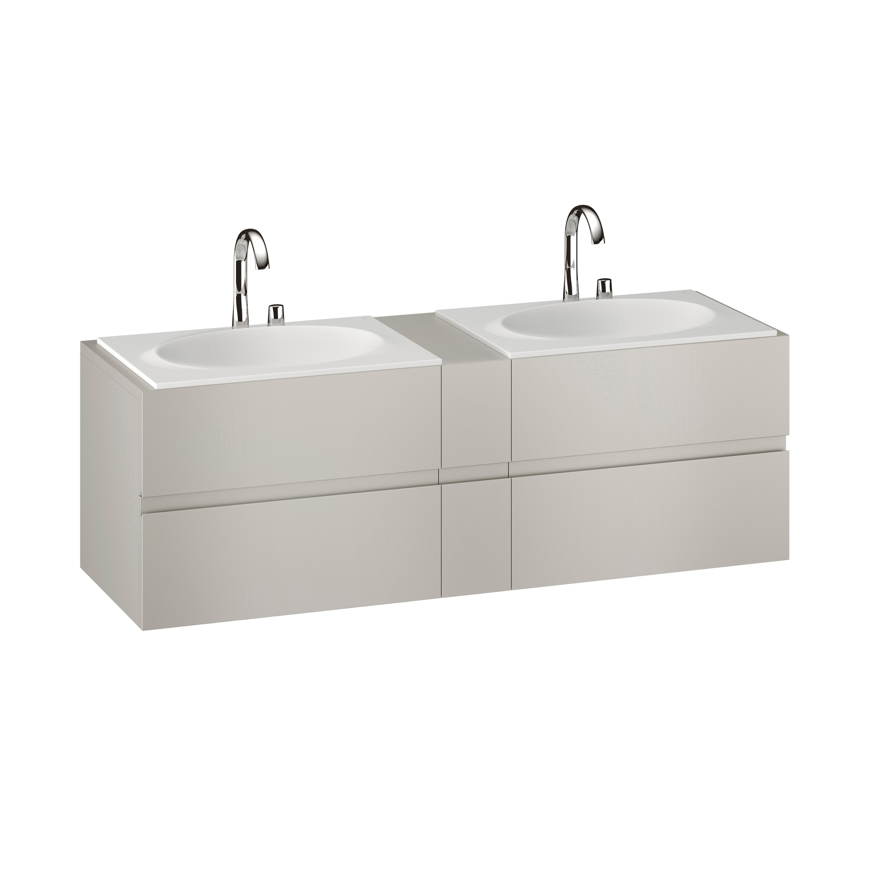 MUEBLES DE BAÑO | Mueble de 1800 mm con cajón superior e inferior para dos lavabos de 770mm de encimera | Silver
