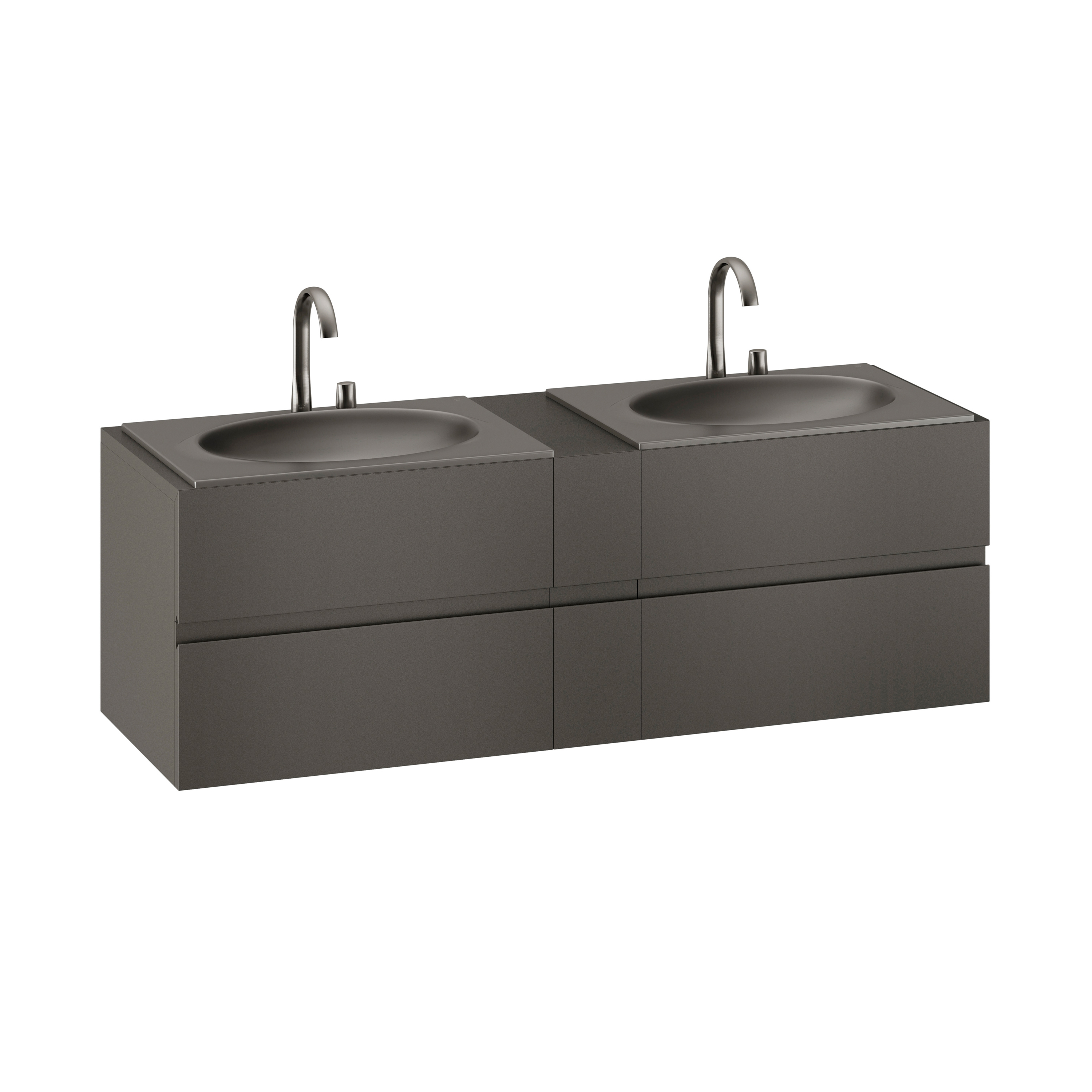 MUEBLES DE BAÑO | Mueble de 1800 mm con cajón superior e inferior para dos lavabos de 770mm de encimera | Nero