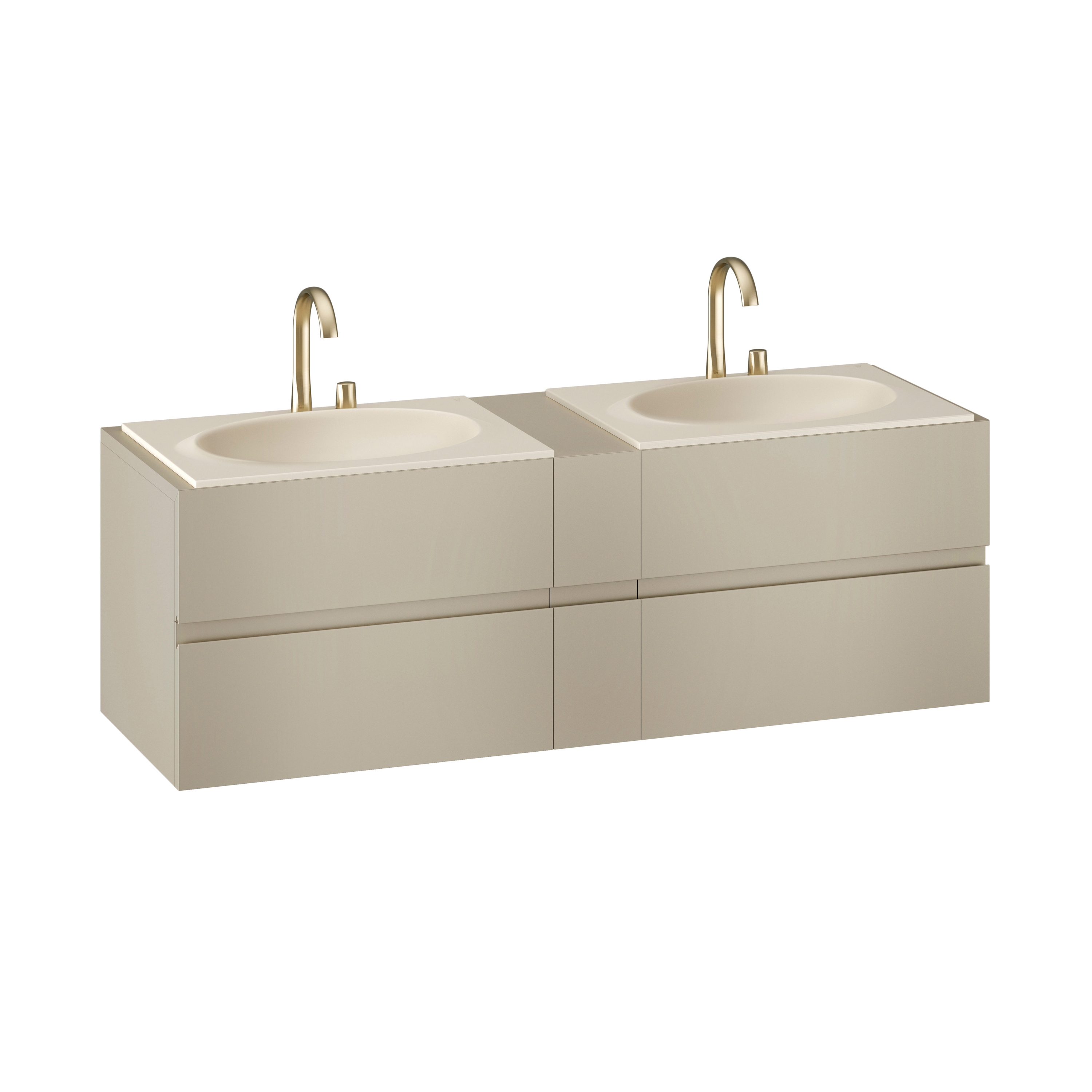 Mostrar el producto MUEBLES DE BAÑO | Mueble de 1800 mm con cajón superior e inferior para dos lavabos de 770mm de encimera | Greige del fabricante Armani Roca
