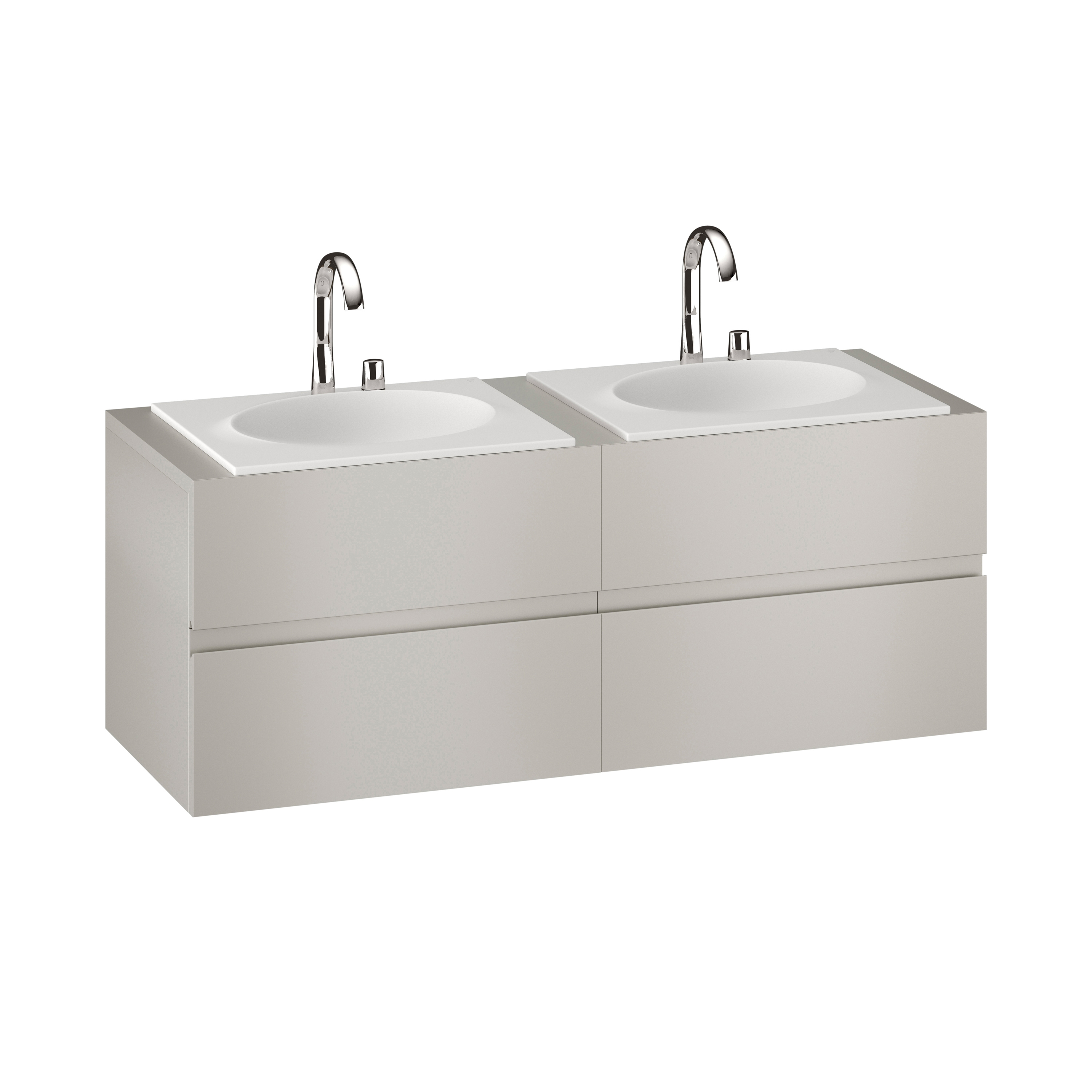 Mostrar el producto MUEBLES DE BAÑO | Mueble de 1550 mm con cajón superior e inferior para dos lavabos de 650mm de encimera | Silver del fabricante Armani Roca