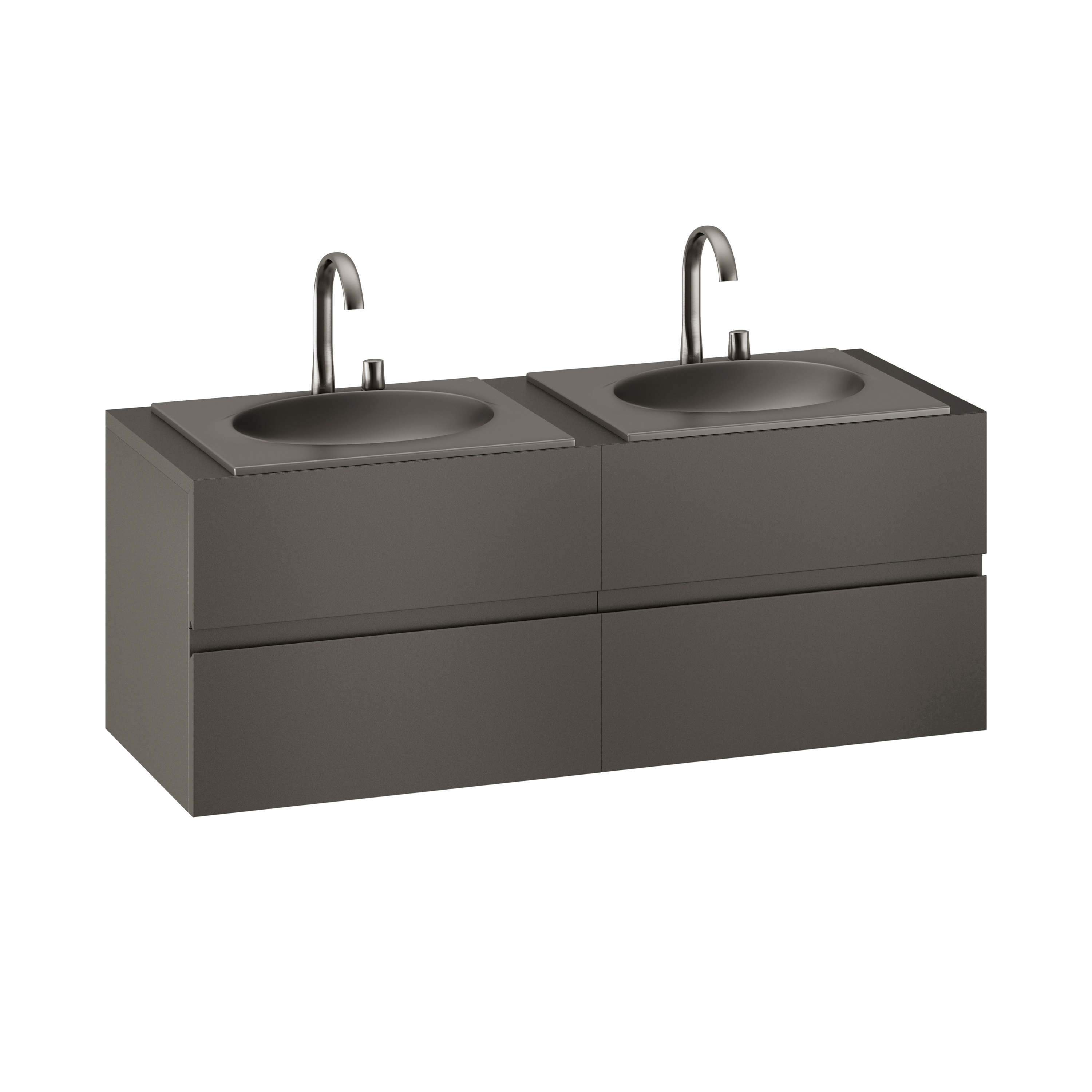 MUEBLES DE BAÑO | Mueble de 1550 mm con cajón superior e inferior para dos lavabos de 650mm de encimera | Nero