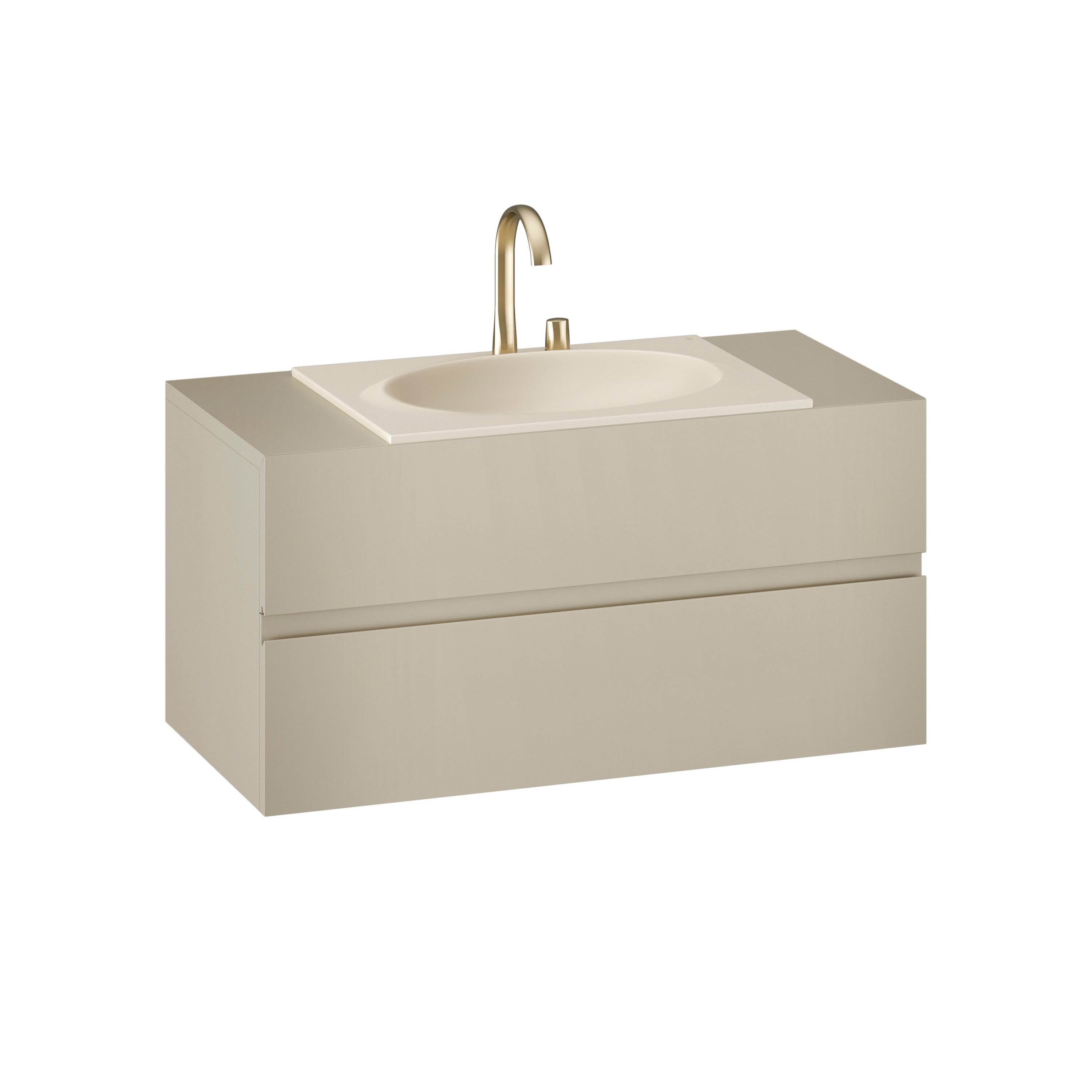 MUEBLES DE BAÑO | Mueble de 1200 mm con cajón superior e inferior para un lavabo de 770 mm de encimera | Greige