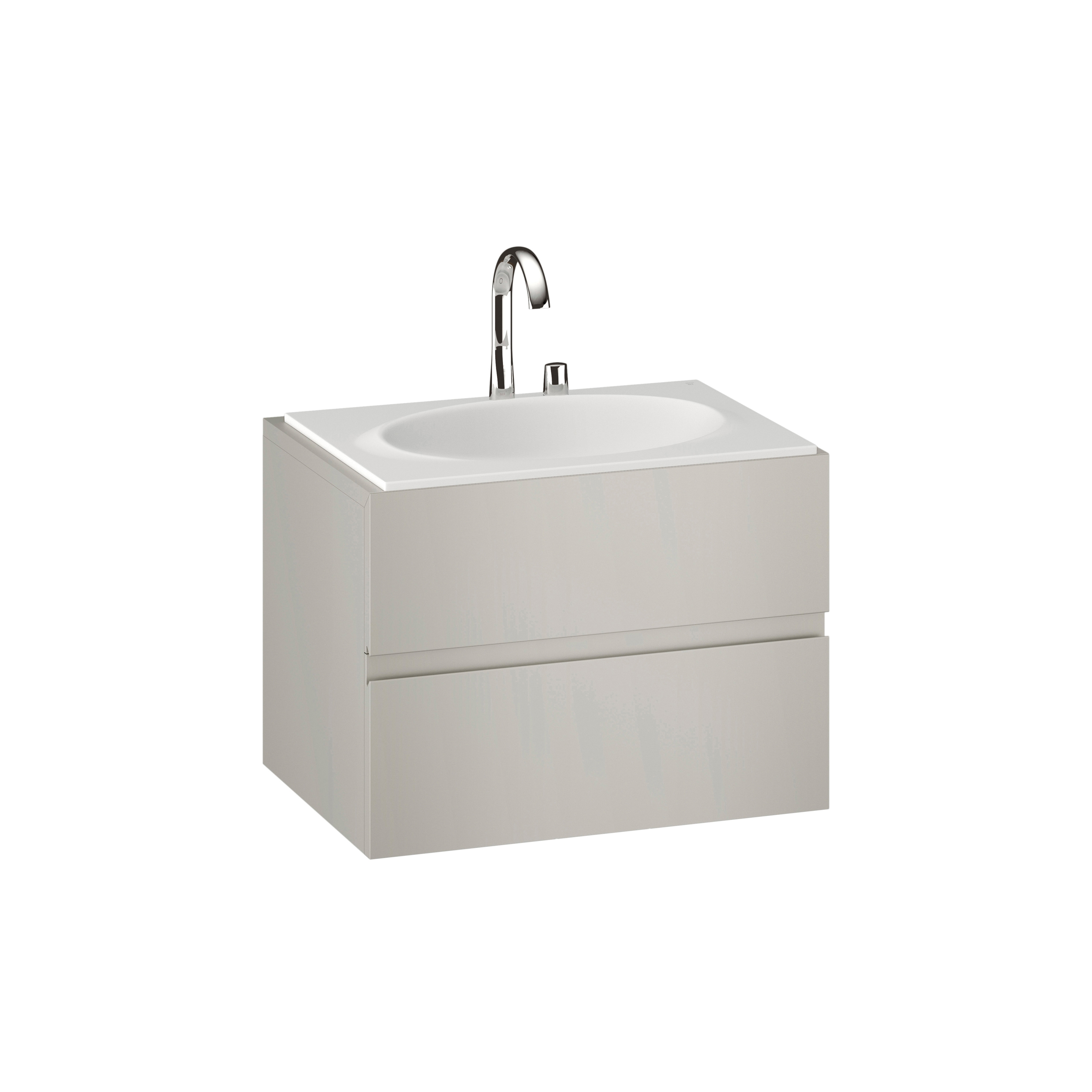 FURNITURE | 820 mm Furniture with upper and lower drawer for single 770 mm countertop washbasin | Silver