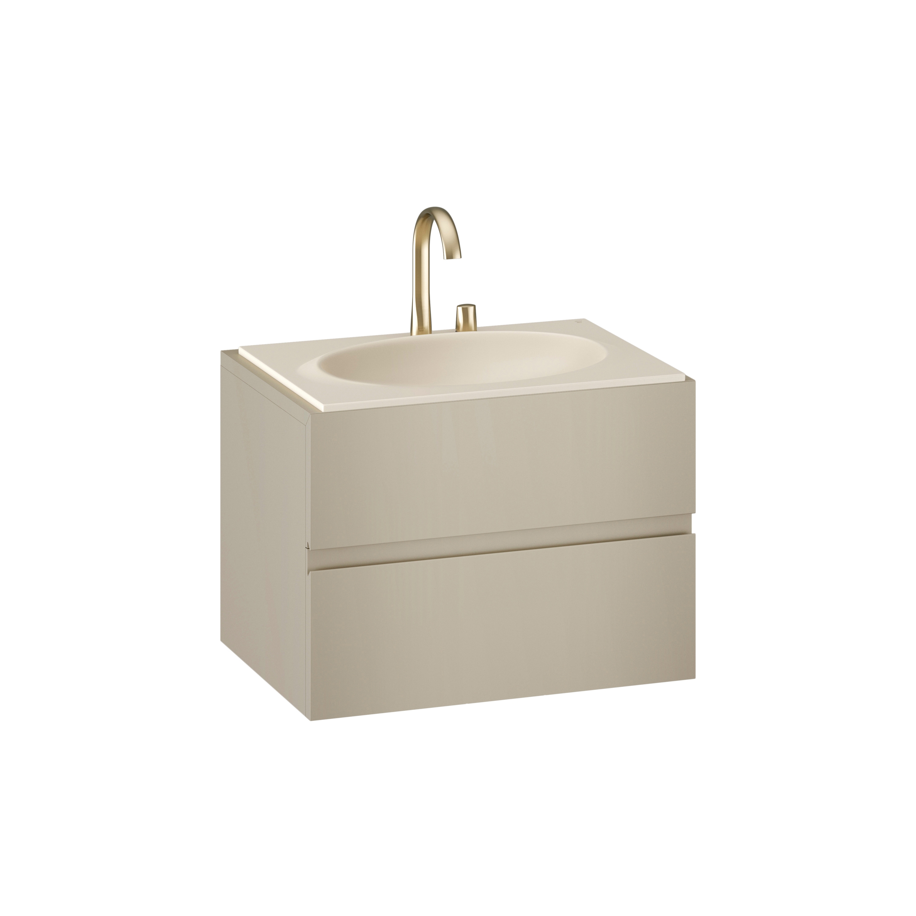 FURNITURE | 820 mm Furniture with upper and lower drawer for single 770 mm countertop washbasin | Greige