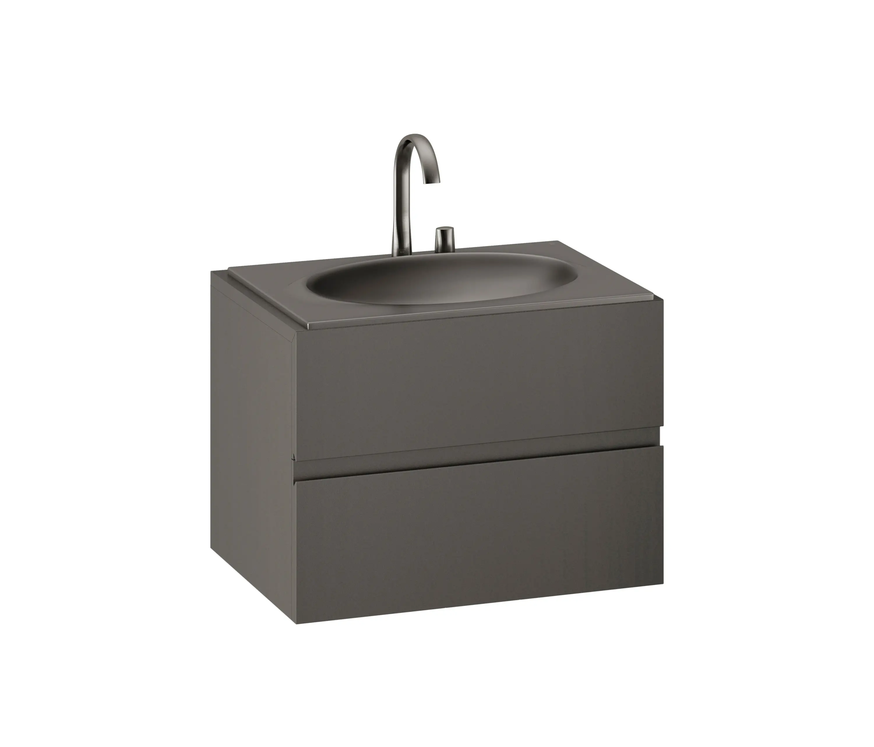 Armani Roca - FURNITURE | 820 mm Furniture with upper and lower drawer for single 770 mm countertop washbasin | Nero