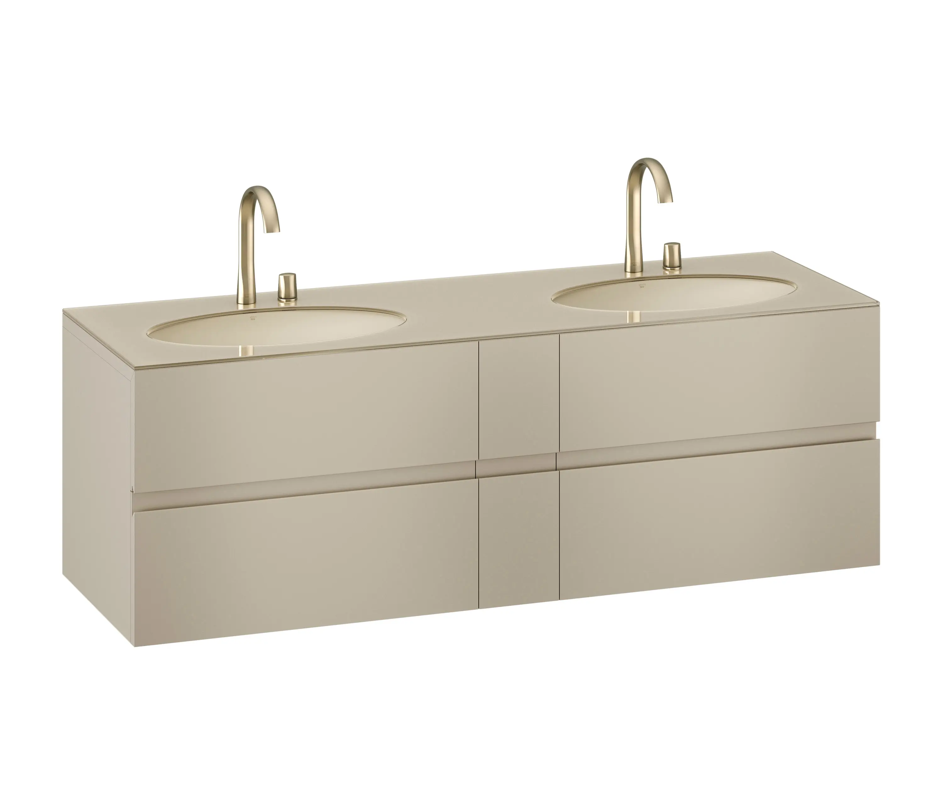 Armani Roca - FURNITURE | 1800 mm Furniture with upper and lower drawer for two 670 mm under-counter washbasins. | Greige