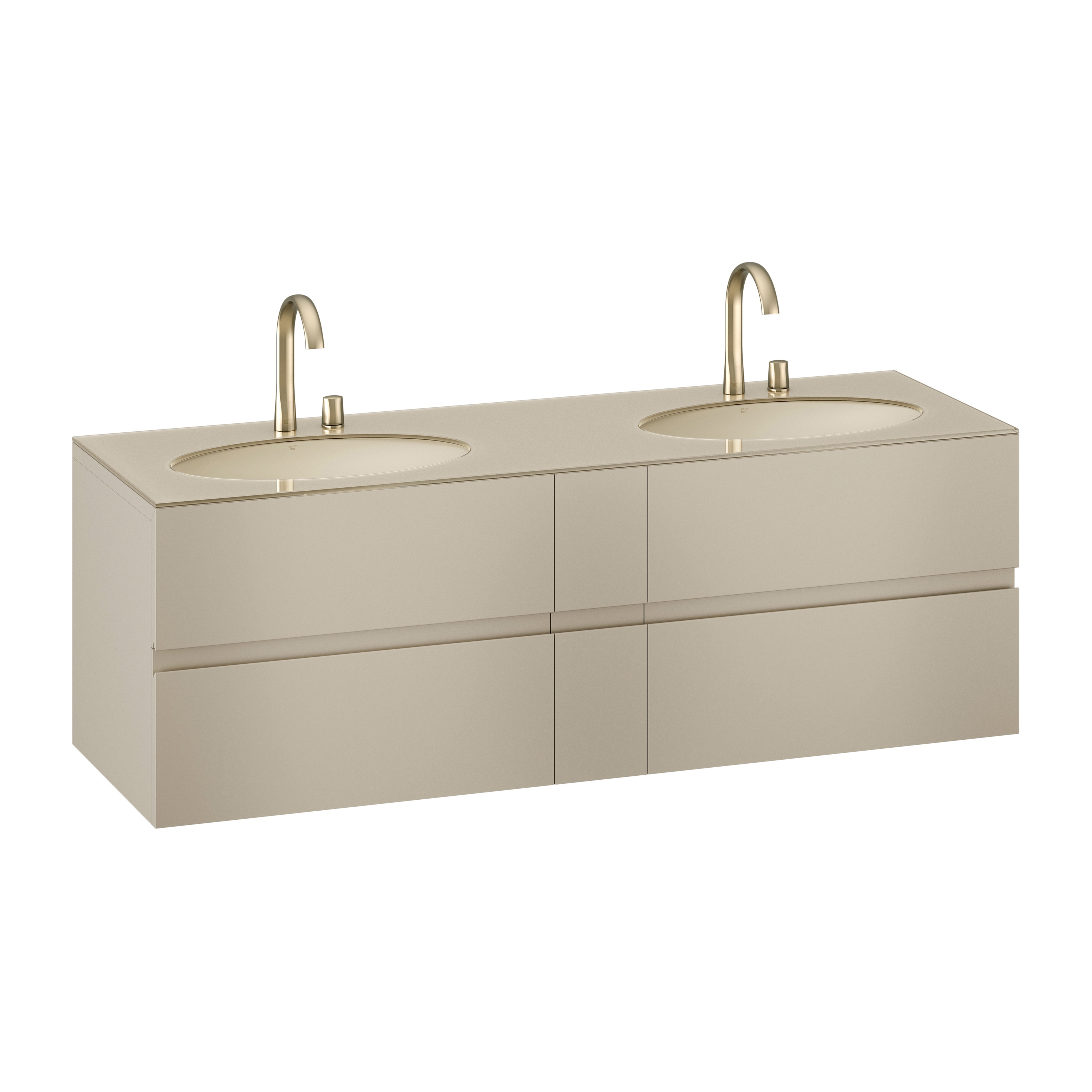 FURNITURE | 1800 mm Furniture with upper and lower drawer for two 670 mm under-counter washbasins. | Greige