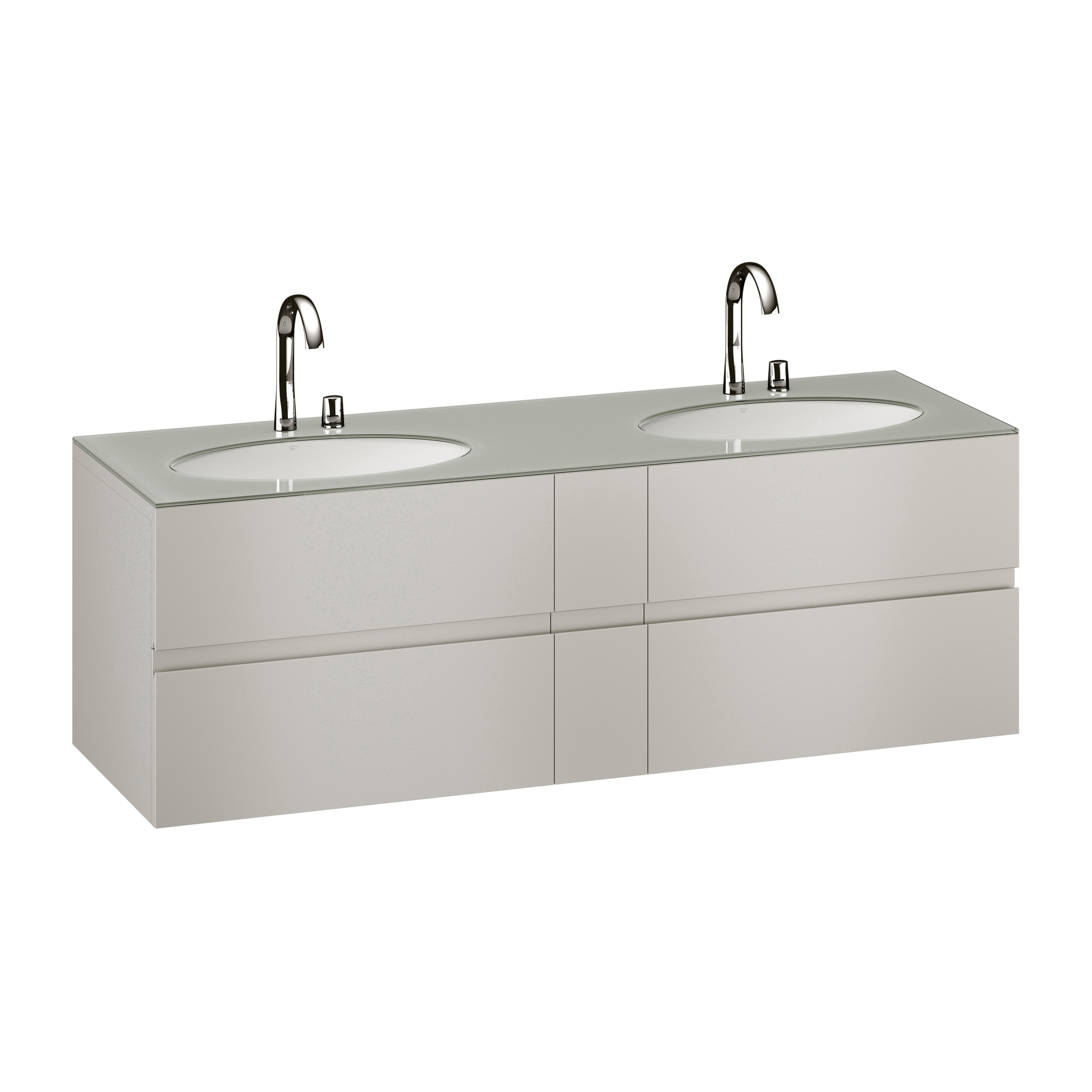 FURNITURE | 1800 mm Furniture with upper and lower drawer for two 670 mm under-counter washbasins. | Silver
