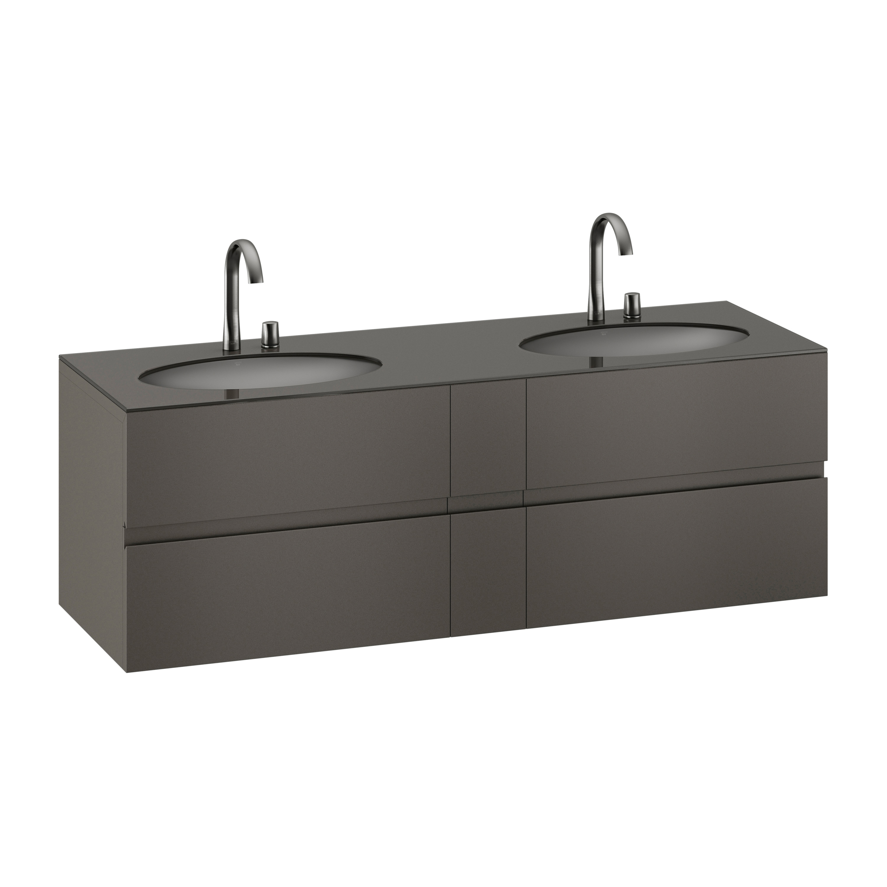 Display product FURNITURE | 1800 mm Furniture with upper and lower drawer for two 670 mm under-counter washbasins. | Nero from manufacturer Armani Roca