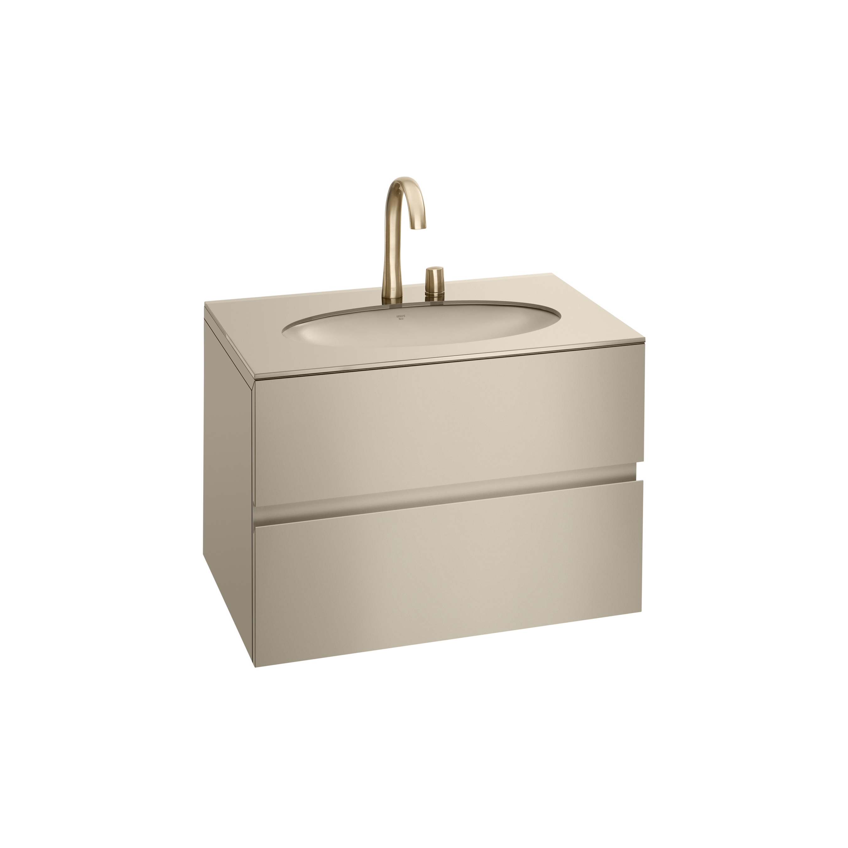 FURNITURE | 820 mm Furniture with upper and lower drawer for single 670 mm under-counter washbasin | Greige