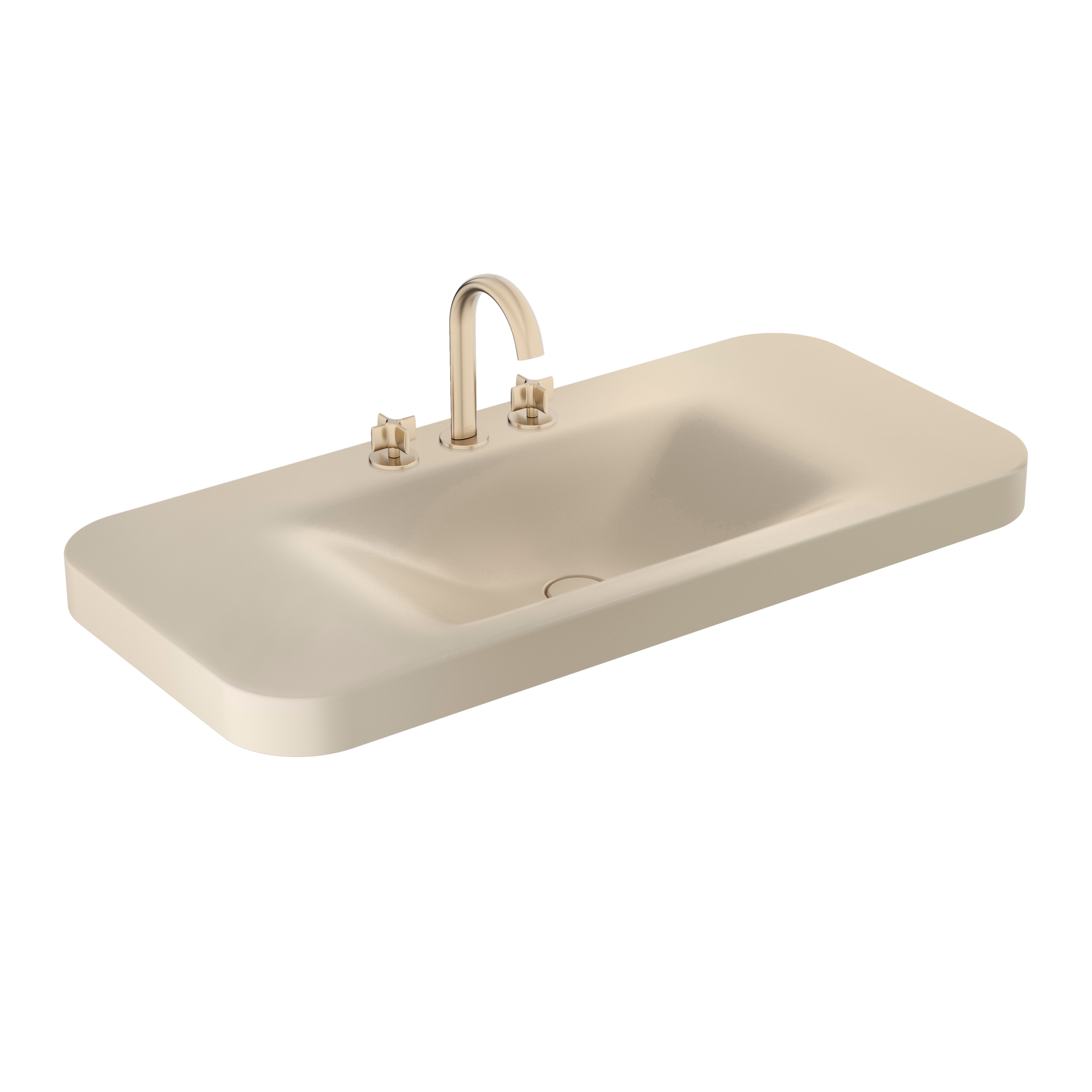 Mostra il prodotto LAVABI | Lavabo da incasso soprapiano 1100 mm per miscelatore a 3 fori | Greige del produttore Armani Roca