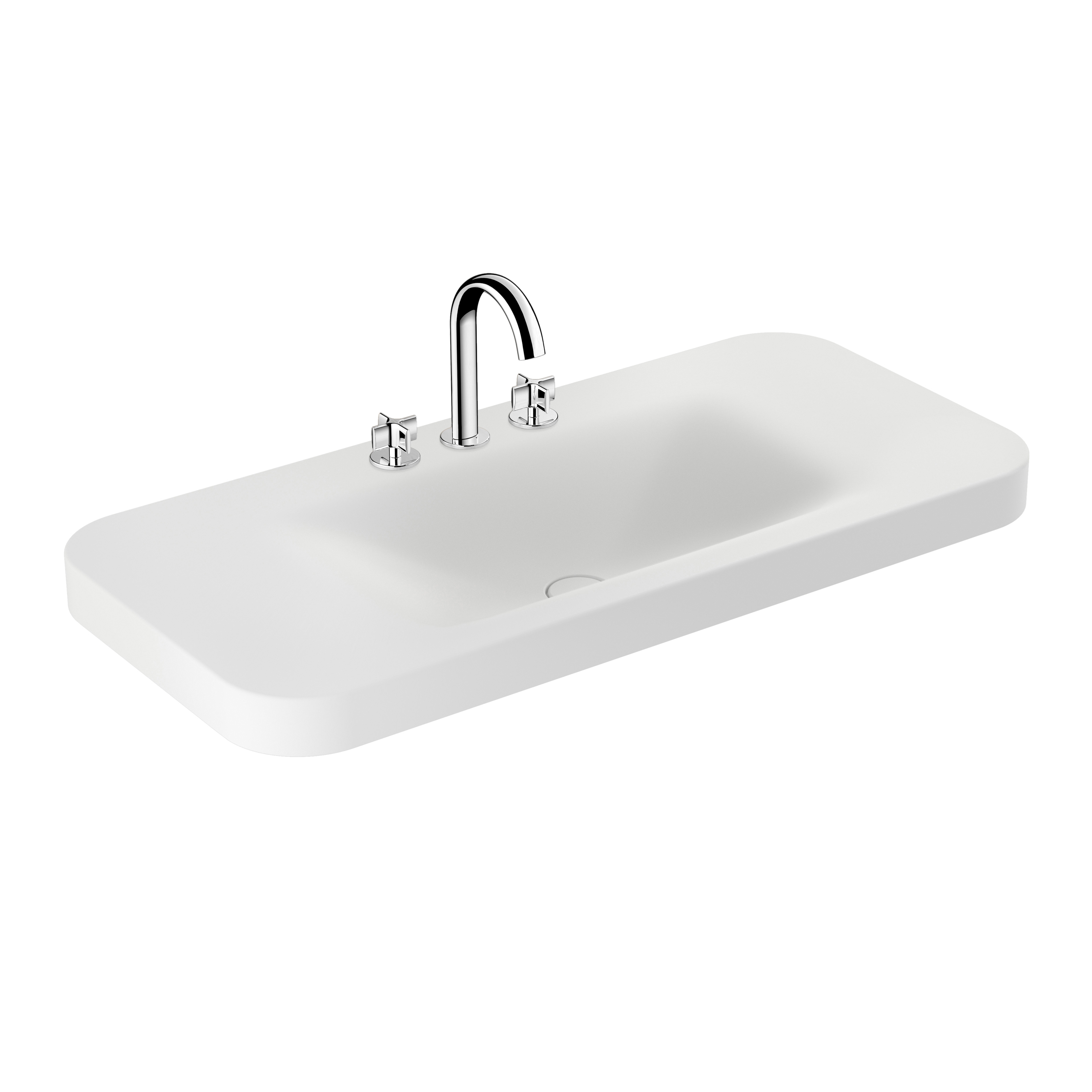 LAVABI | Lavabo da incasso soprapiano 1100 mm per miscelatore a 3 fori | Off White
