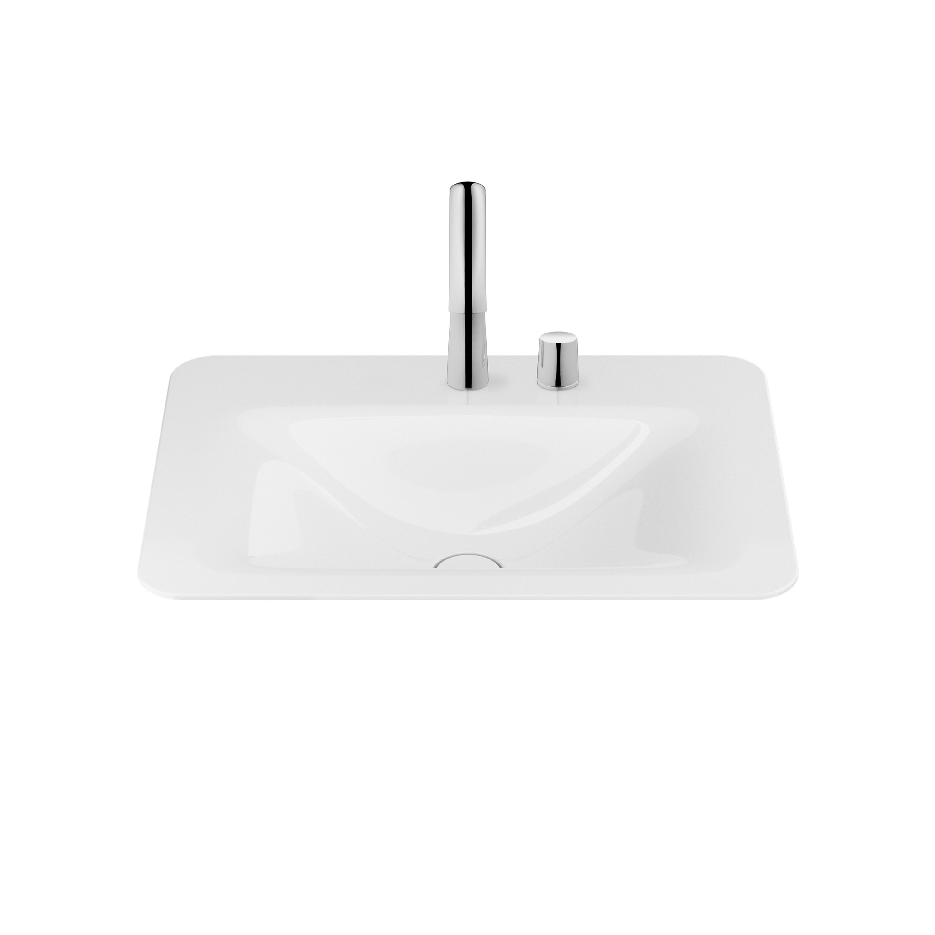 BASINS | 660 mm countertop washbasin for 2-hole basin mixer | Glossy White