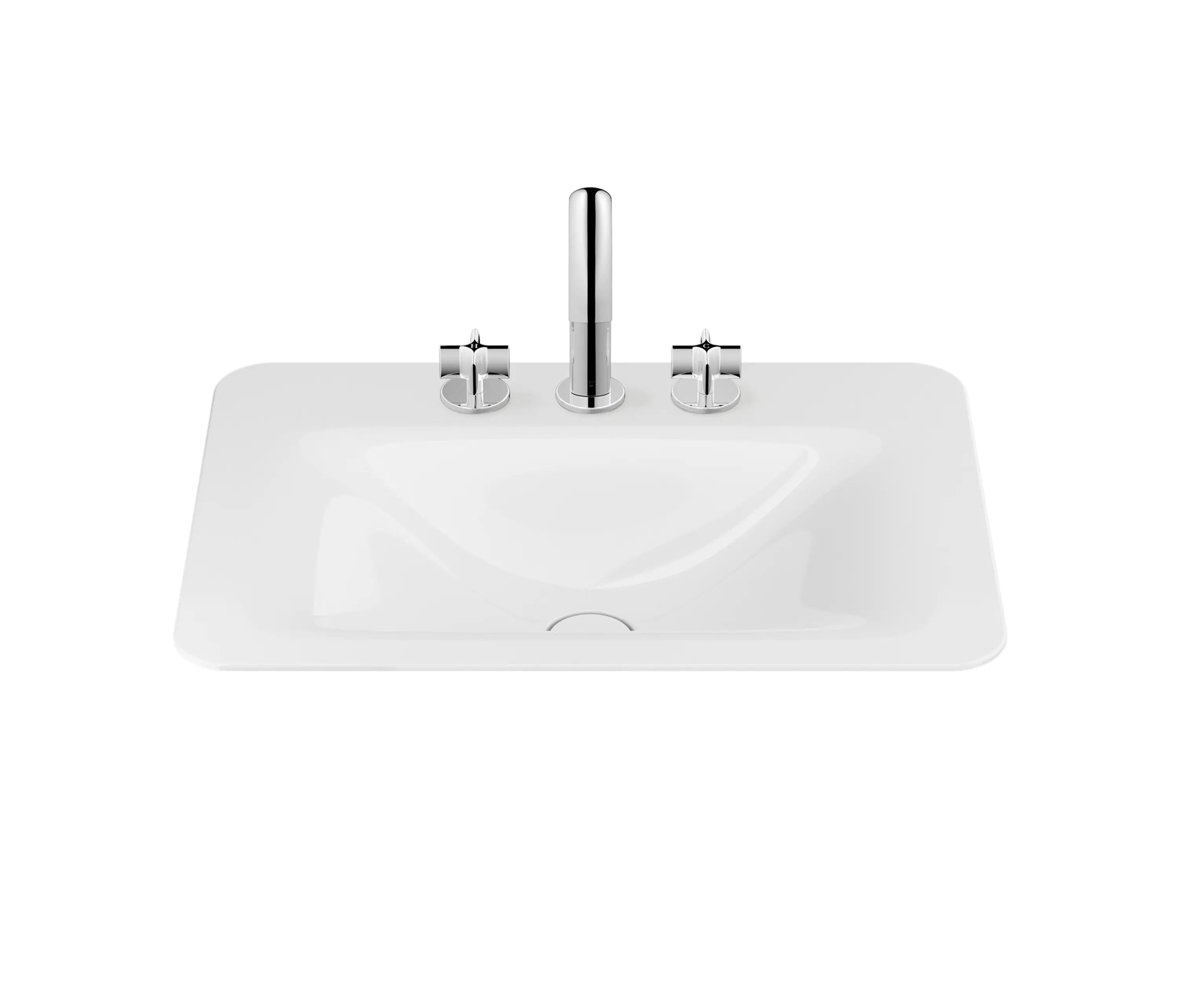 Armani Roca - LAVABI | Lavabo da incasso soprapiano 660 mm per miscelatore a 3 fori | Glossy White