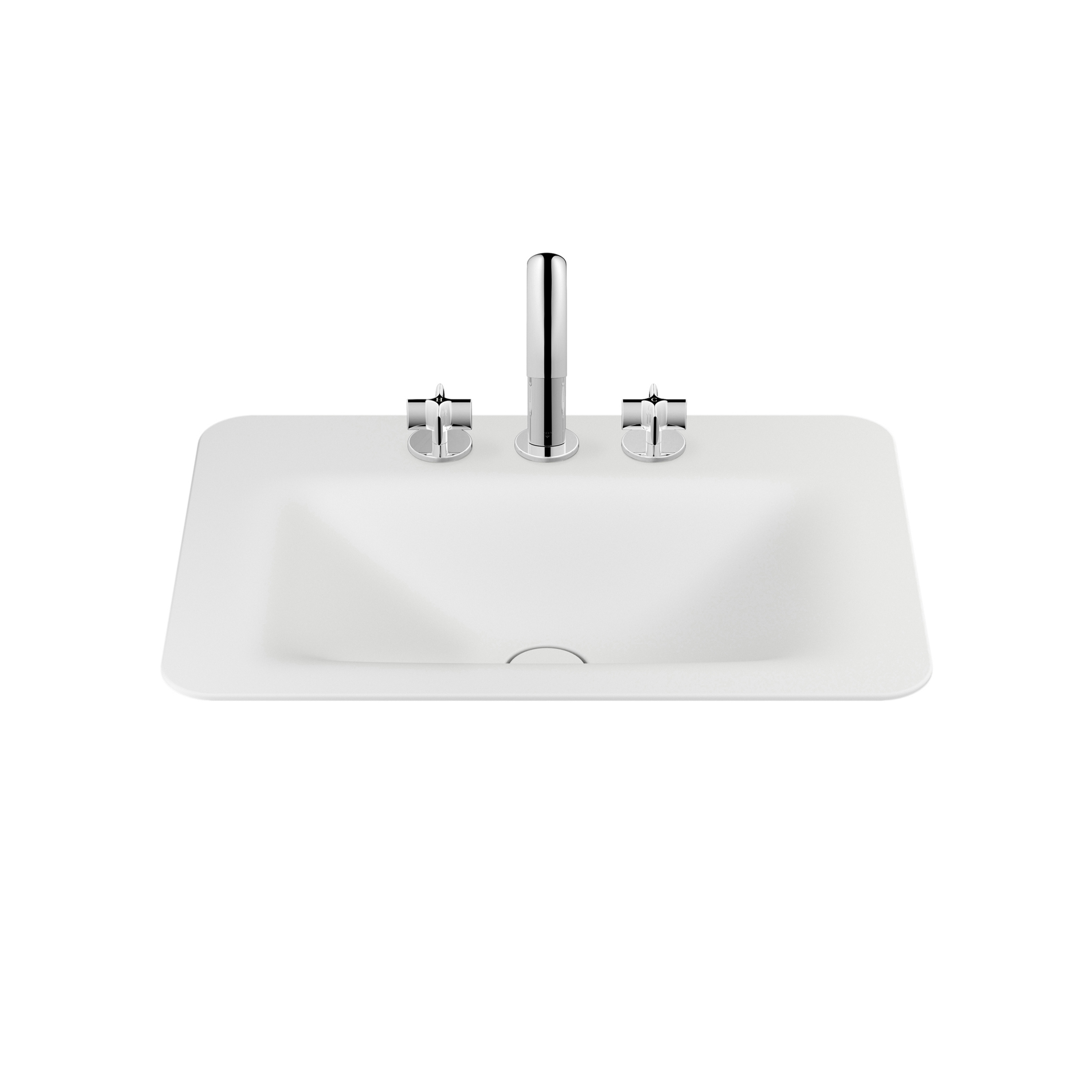 BASINS | 660 mm countertop washbasin for 3-hole basin mixer | Off White