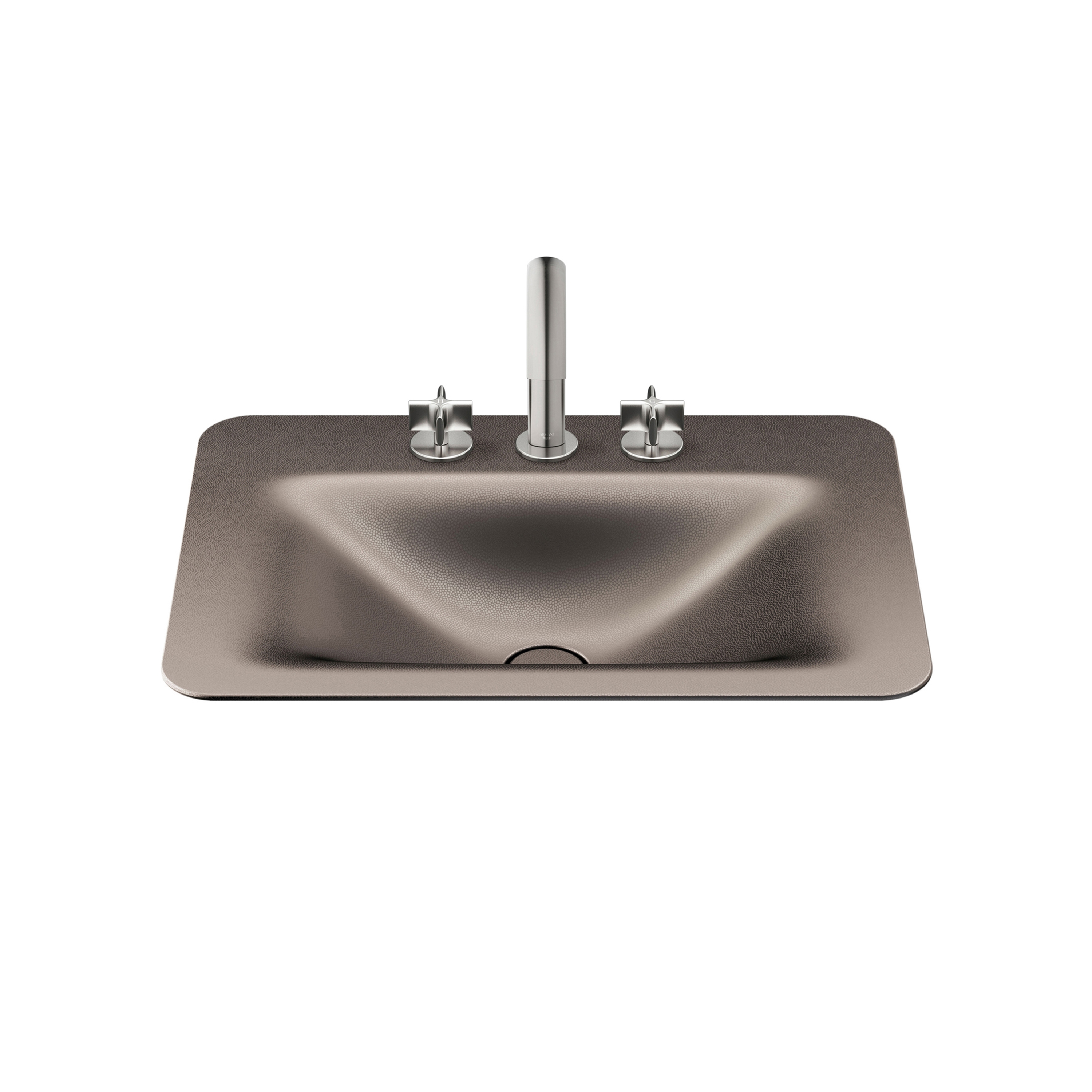 BASINS | 660 mm countertop washbasin for 3-hole basin mixer | Shagreen Dark Metallic