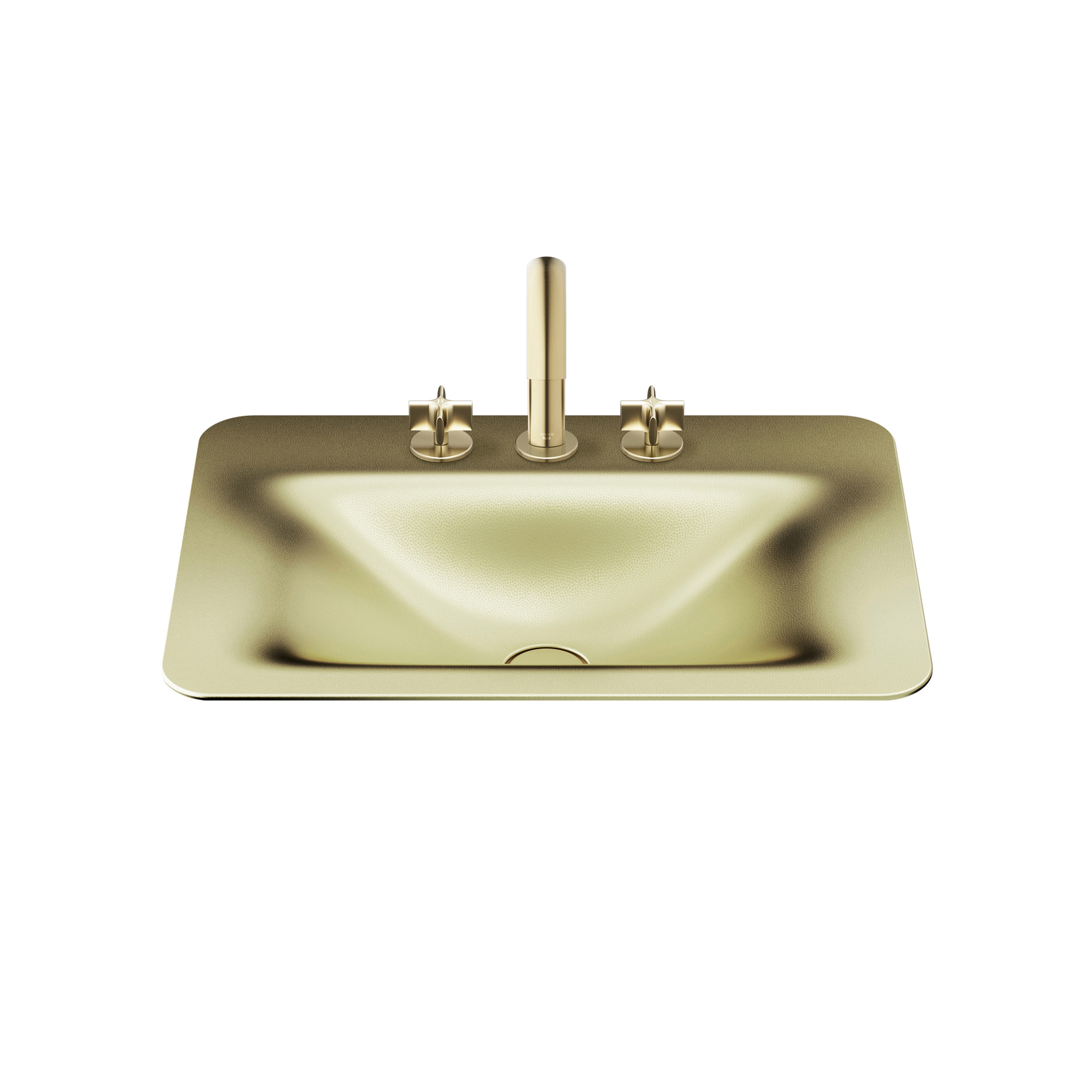 BASINS | 660 mm countertop washbasin for 3-hole basin mixer | Shagreen Matt Gold