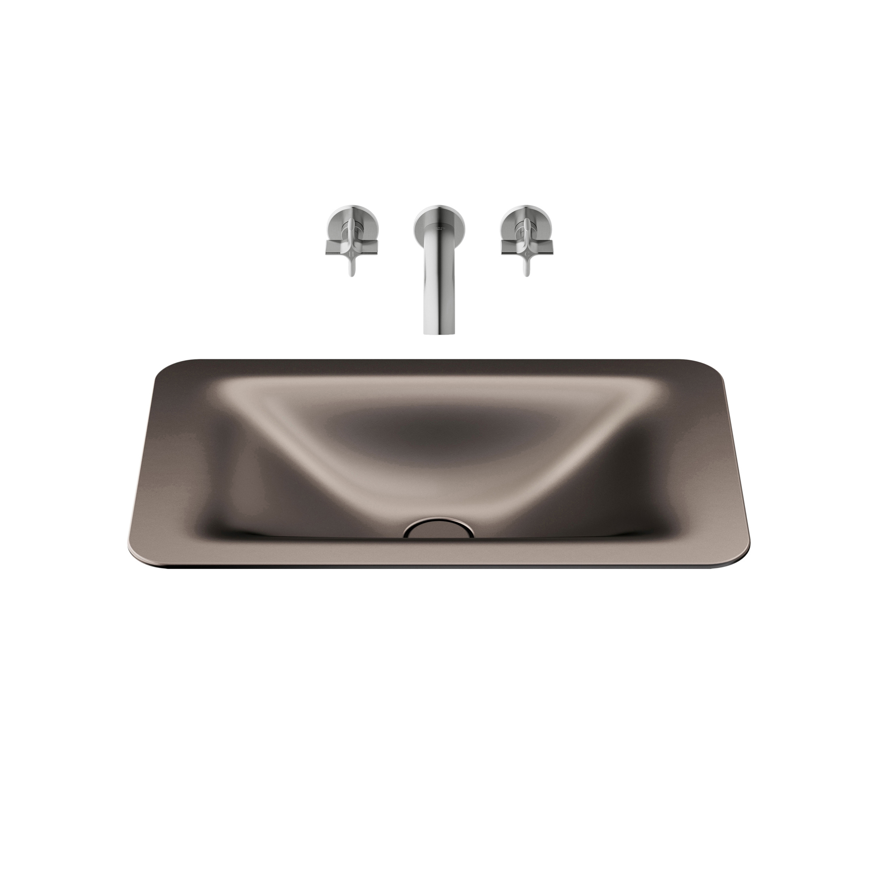 LAVABI | Lavabo da incasso 660 mm per miscelatore a muro a 3 fori | Dark Metallic
