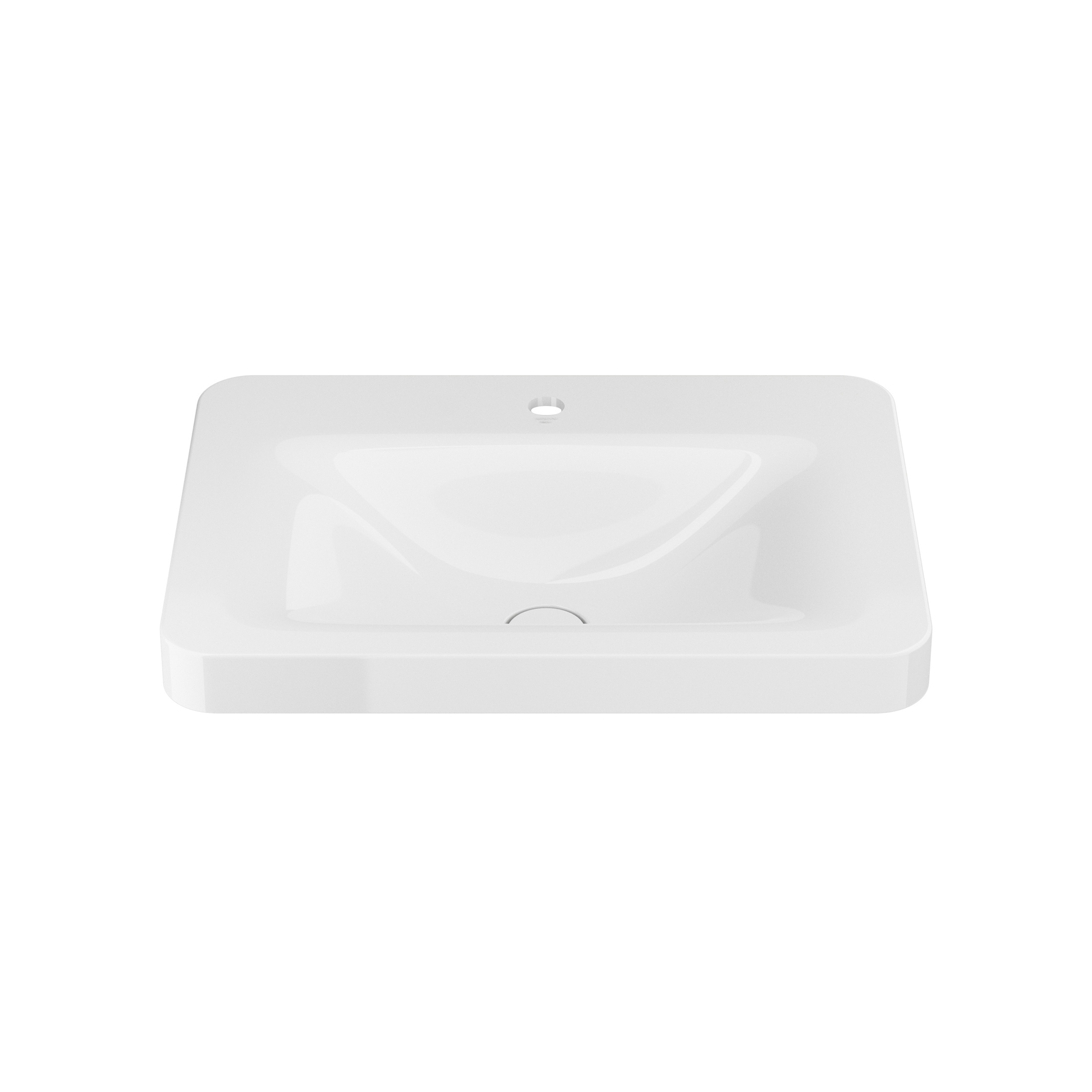 BASINS | 660 mm over countertop washbasin for 1-hole basin mixer | Glossy White