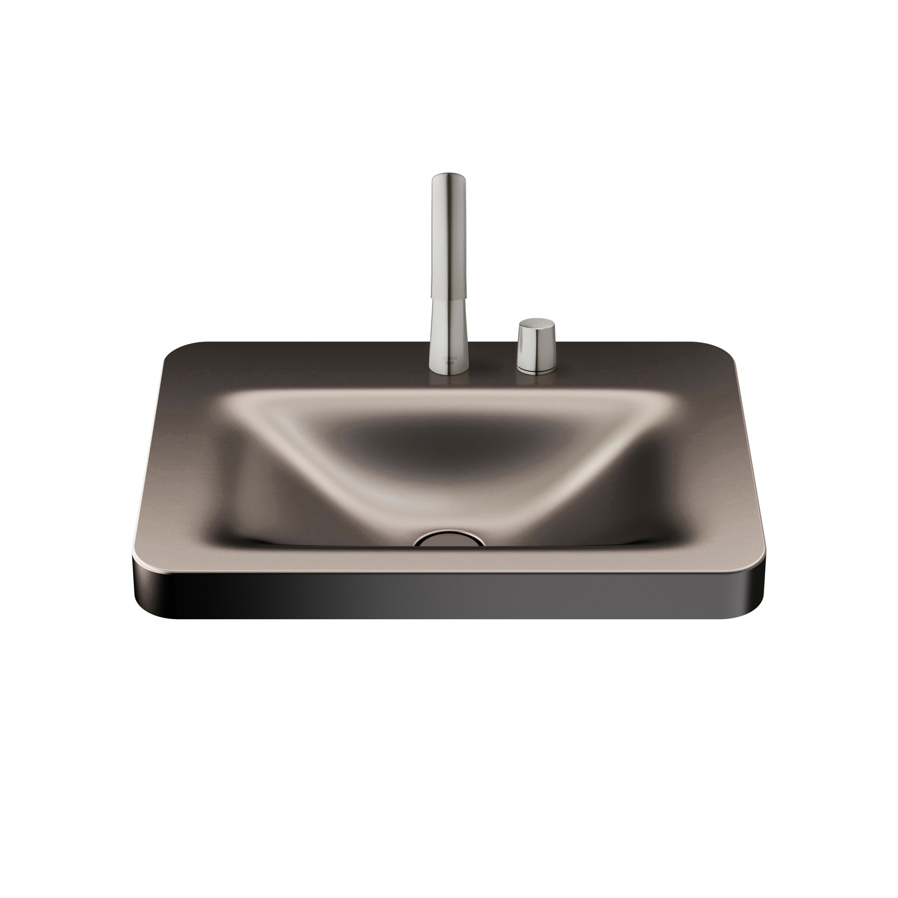 BASINS | 660 mm over countertop washbasin for 2-hole basin mixer | Dark Metallic