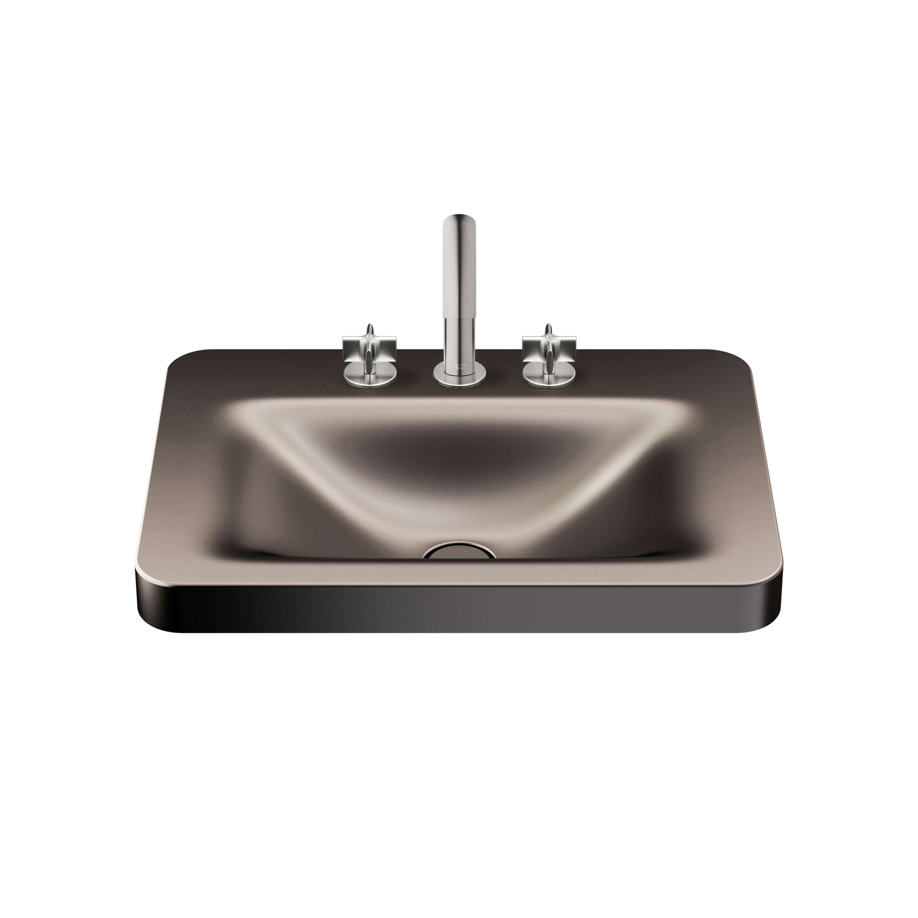 BASINS | 660 mm over countertop washbasin for 3-hole basin mixer | Dark Metallic