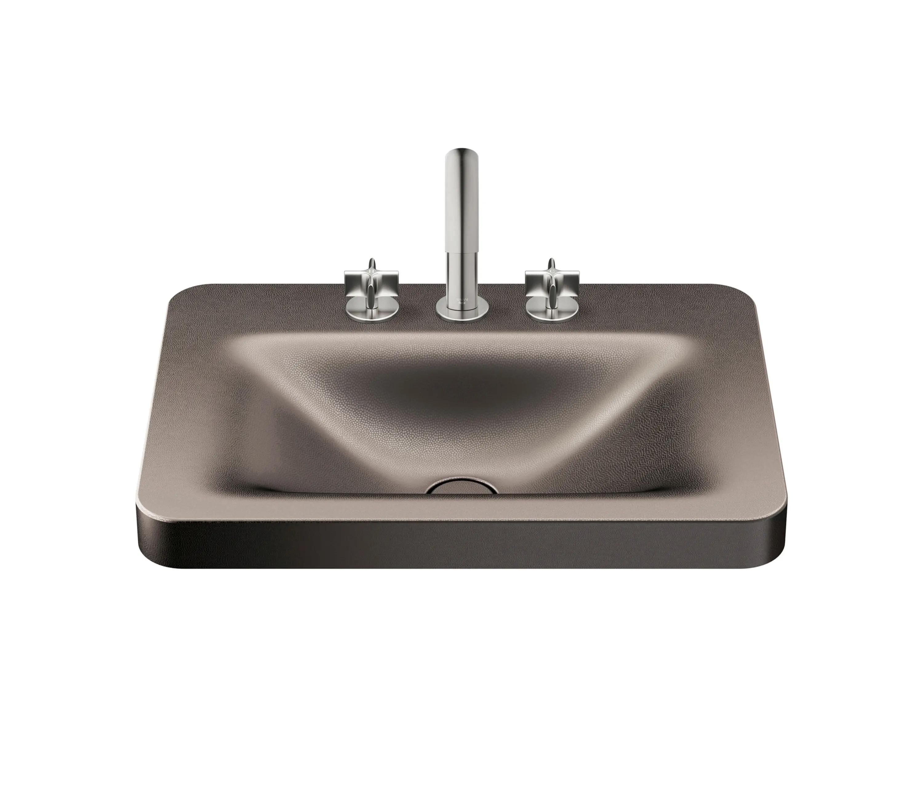 Armani Roca - BASINS | 660 mm over countertop washbasin for 3-hole basin mixer | Shagreen Dark Metallic