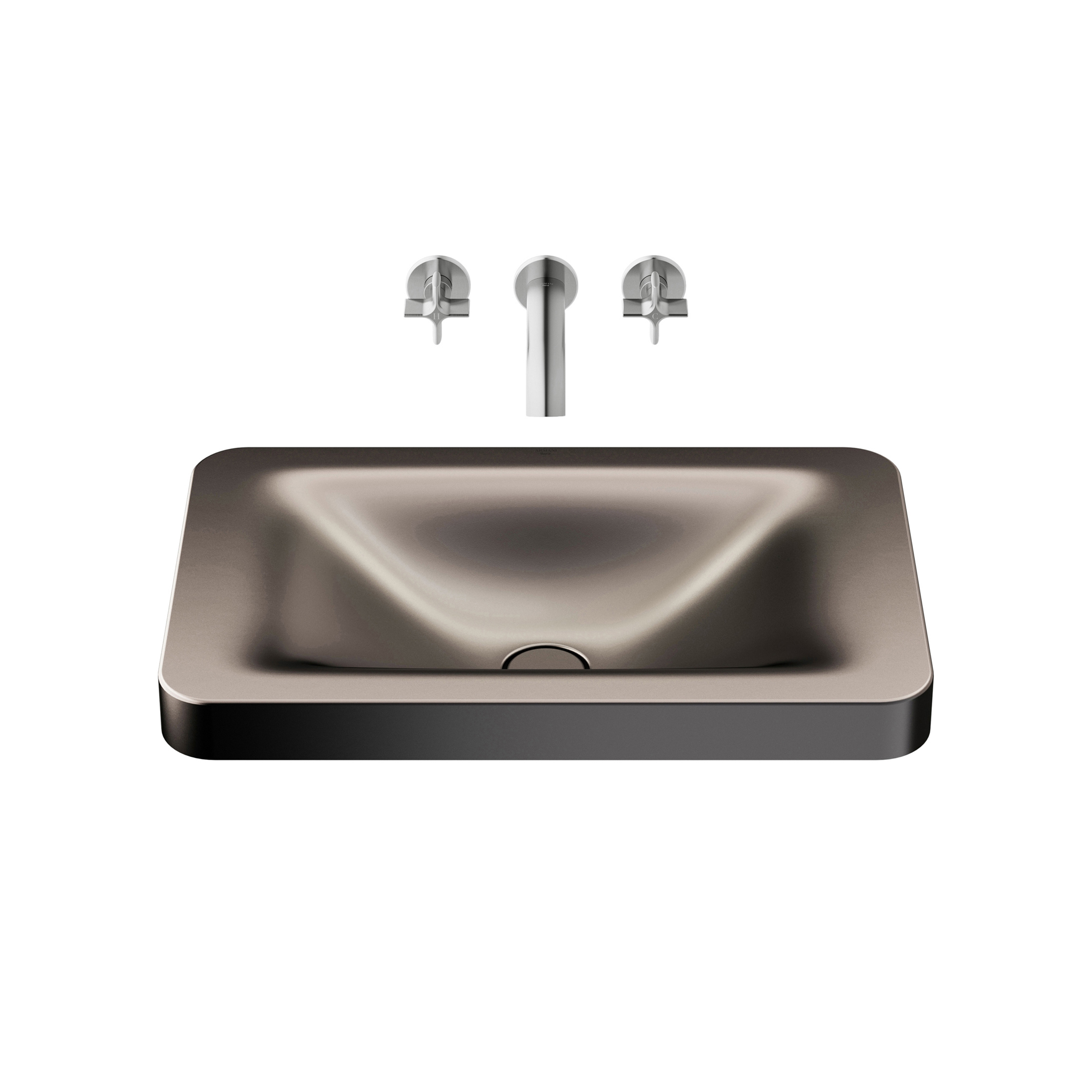 BASINS | 660 mm over countertop washbasin for wall-mounted basin mixer | Dark Metallic