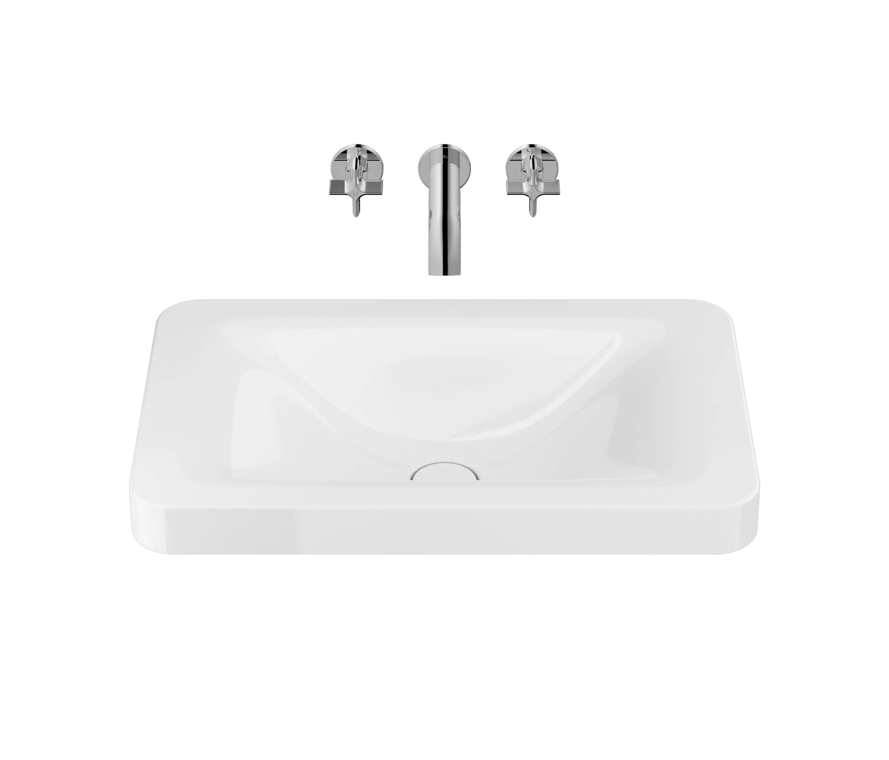 Armani Roca - BASINS | 660 mm over countertop washbasin for wall-mounted basin mixer | Glossy White