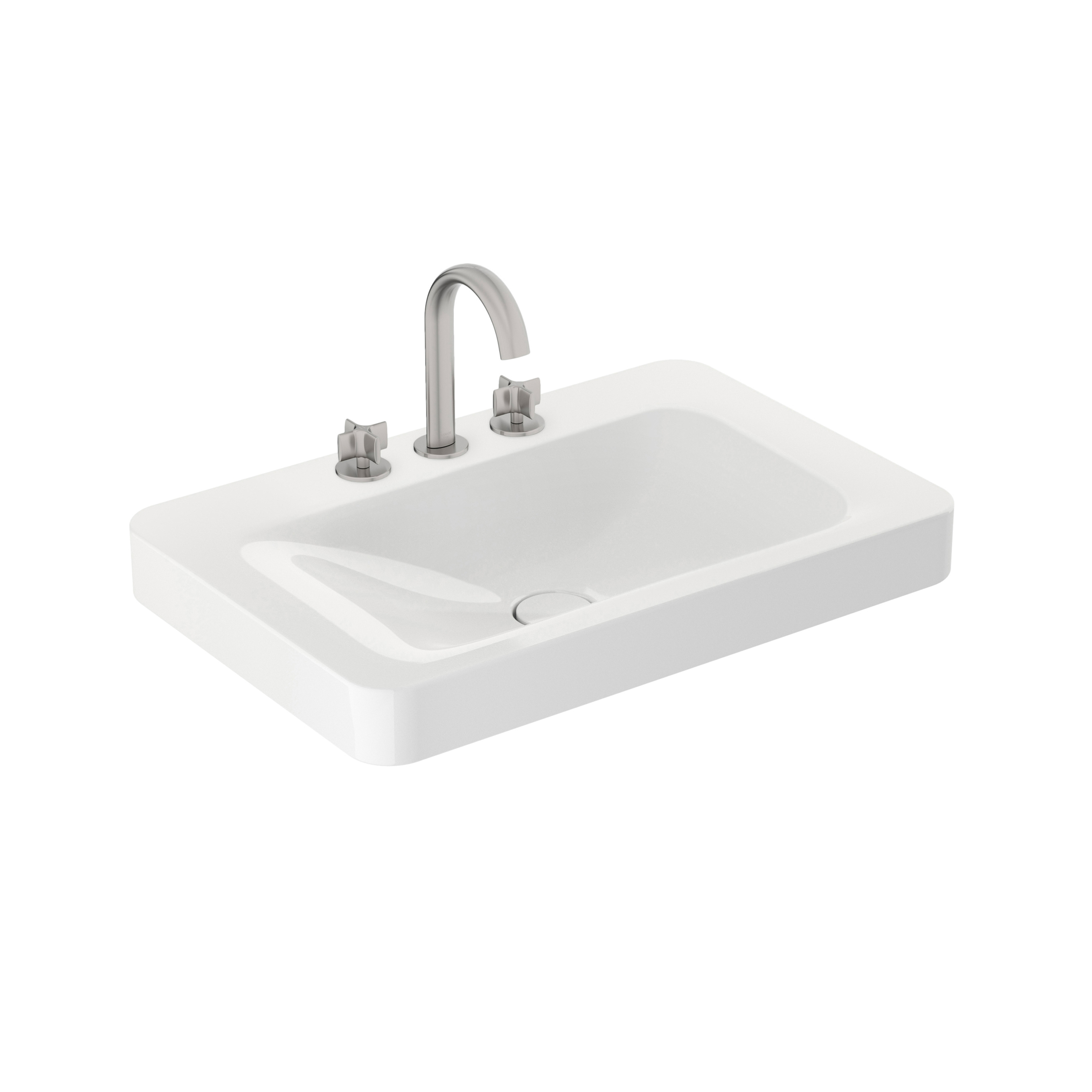 BASINS | 750 mm wall-hung or pedestal washbasin for 3-hole basin mixer | Glossy White