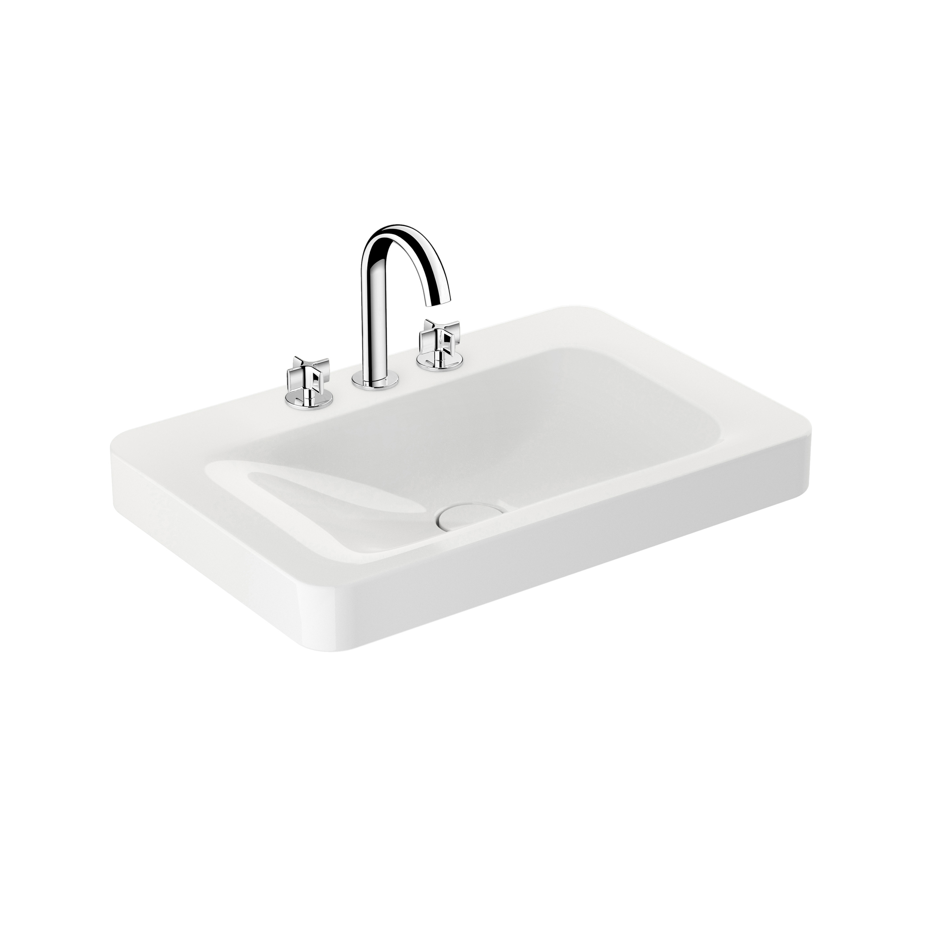 BASINS | 750 mm wall-hung or pedestal washbasin for 3-hole basin mixer | Glossy White