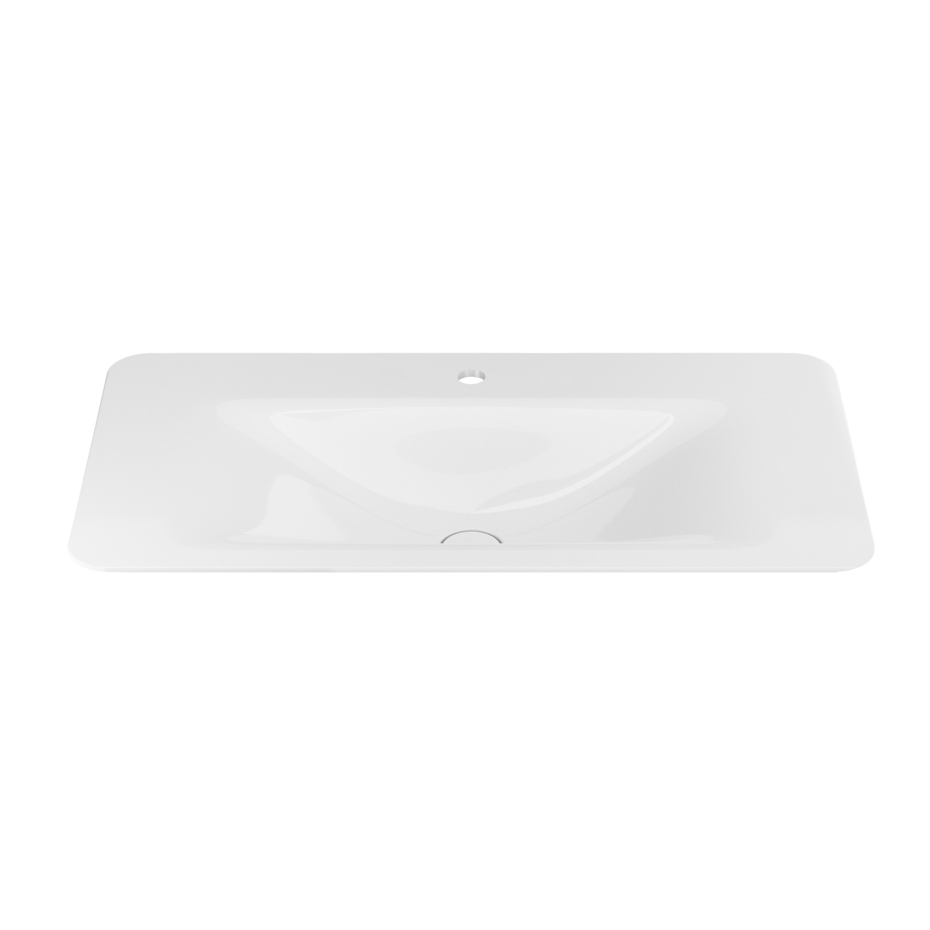BASINS | 900 mm countertop washbasin for 1-hole basin mixer | Glossy White