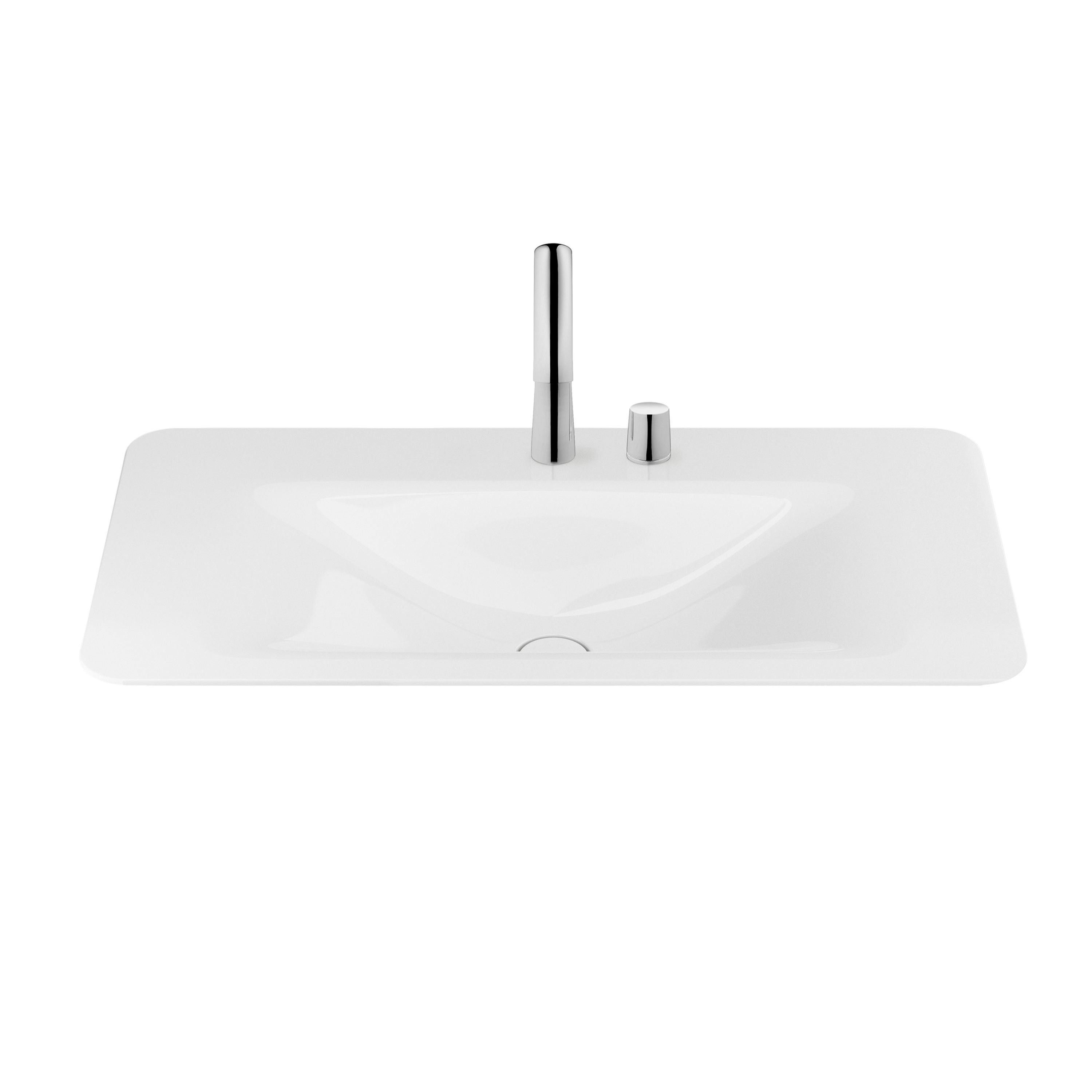 BASINS | 900 mm countertop washbasin for 2-hole basin mixer | Glossy White