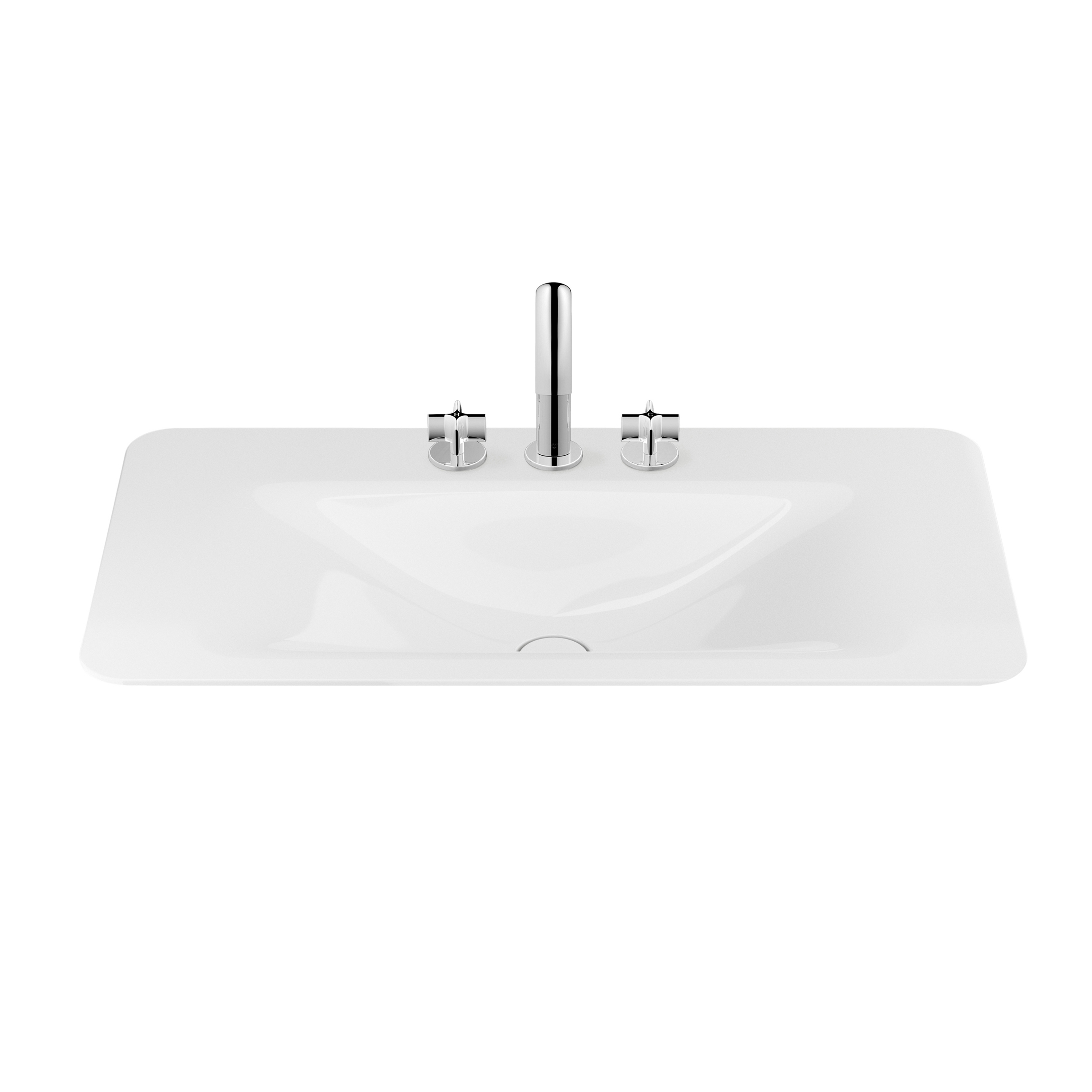 LAVABI | Lavabo da incasso soprapiano 900 mm per miscelatore a 3 fori | Glossy White