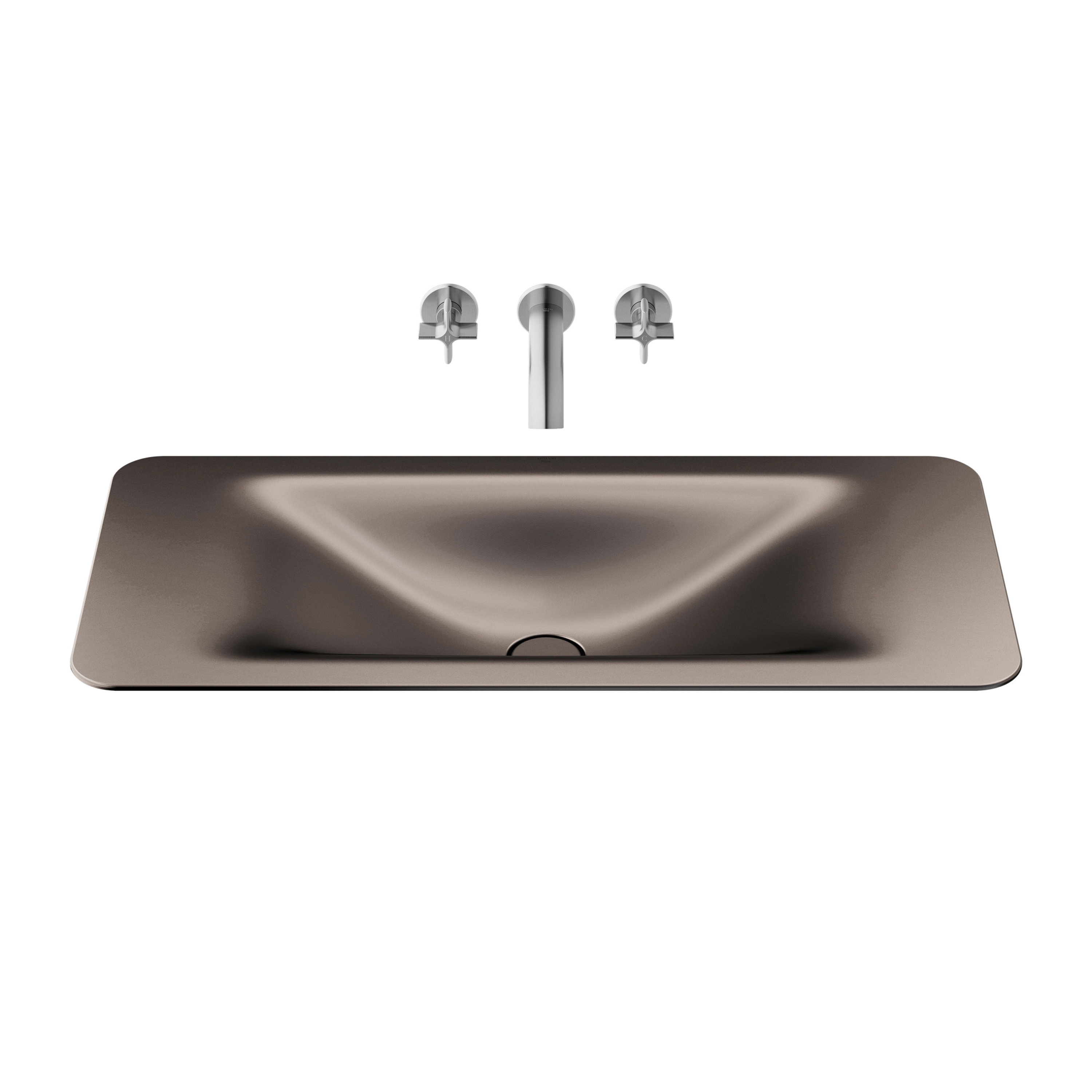 BASINS | 900 mm countertop washbasin for wall-mounted basin mixer | Dark Metallic