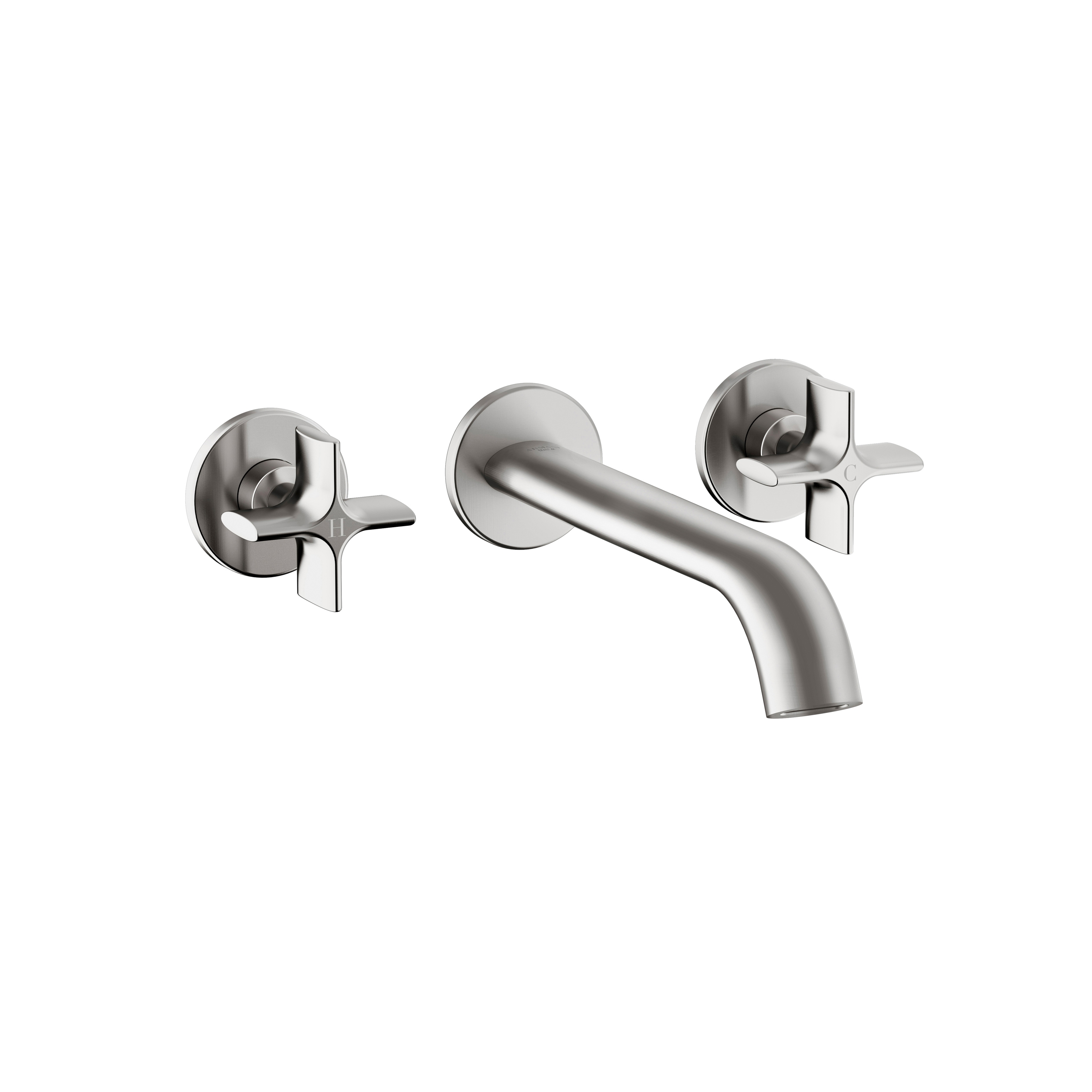 FAUCETS | 3-hole built-in basin mixer with 230 mm spout | Brushed Steel