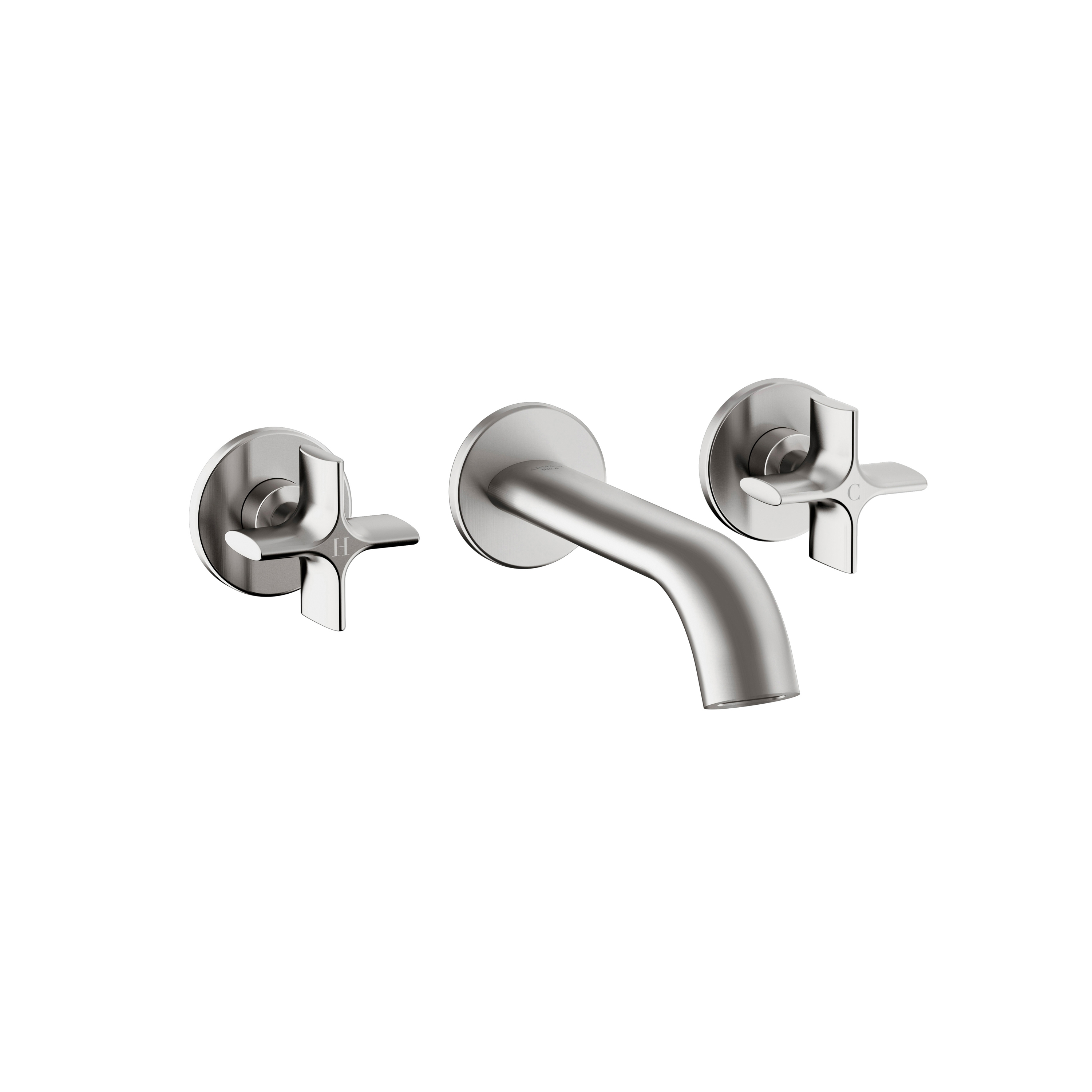 FAUCETS | 3-hole built-in basin mixer with 180 mm spout | Brushed Steel