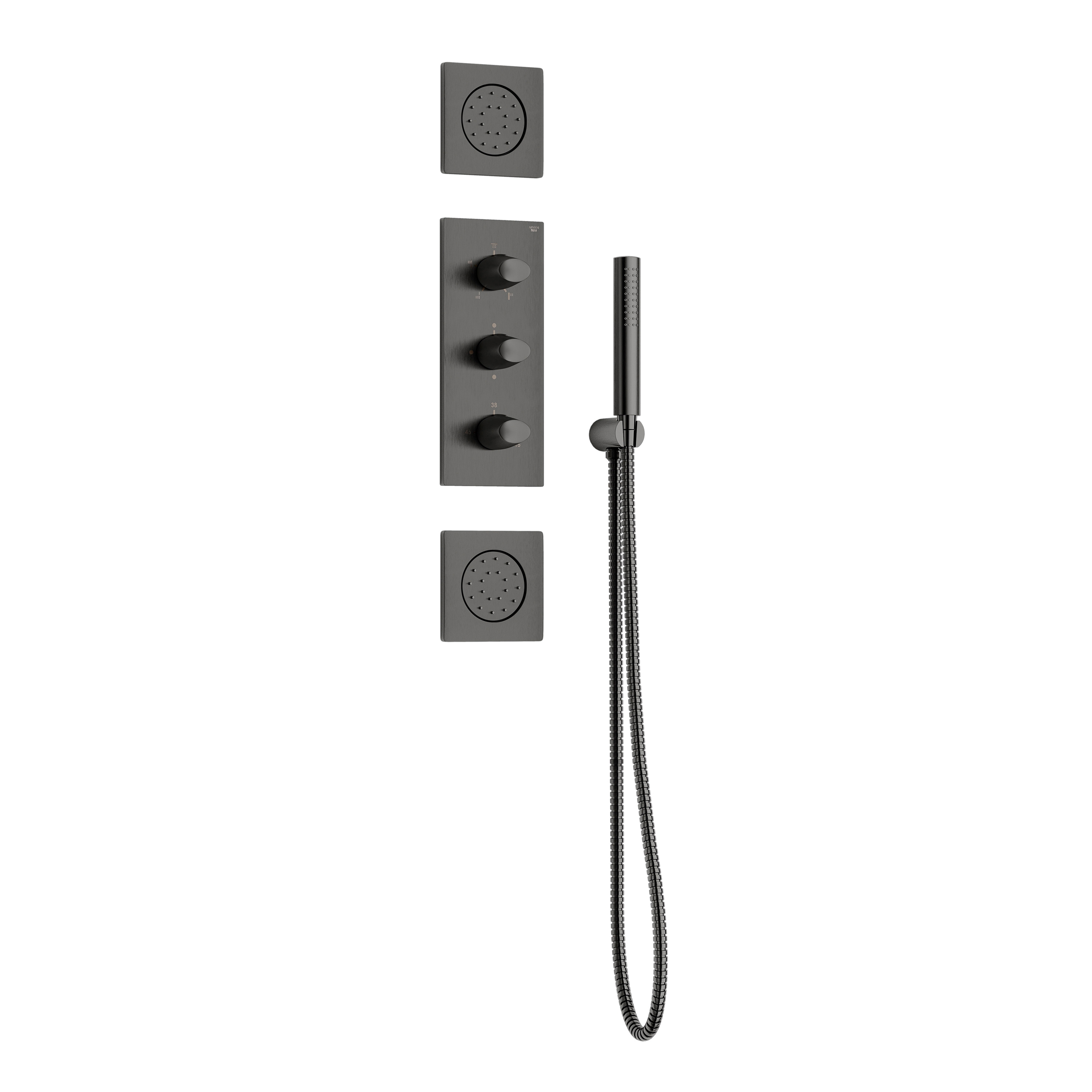 FAUCETS | Built-in thermostatic shower mixer with 5 functions including handshower and 2 shower jets | Nero