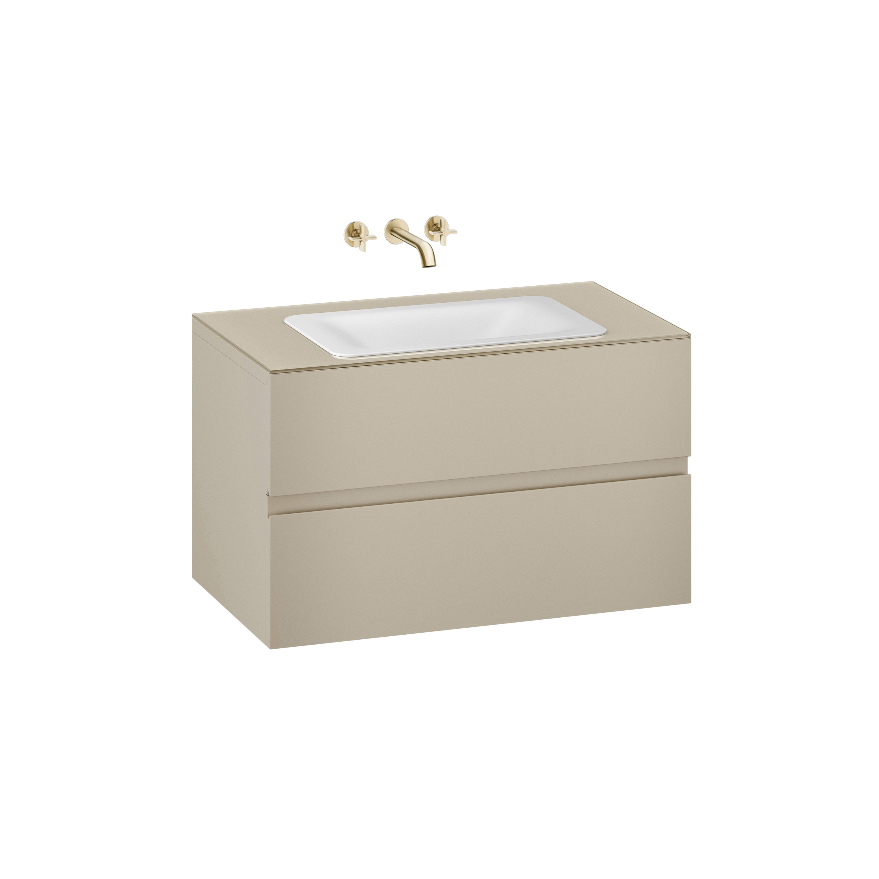 FURNITURE | 1000 mm wall-hung furniture for countertop washbasin and wall-mounted basin mixer | Greige