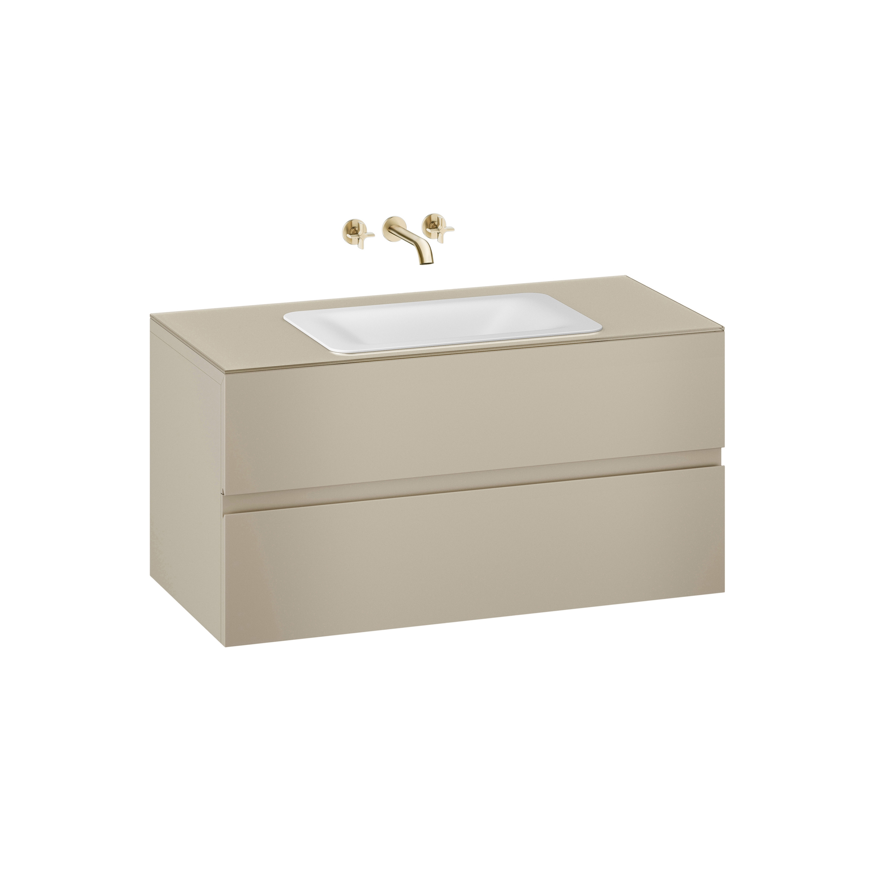 FURNITURE | 1200 mm wall-hung furniture for countertop washbasin and wall-mounted basin mixer | Greige