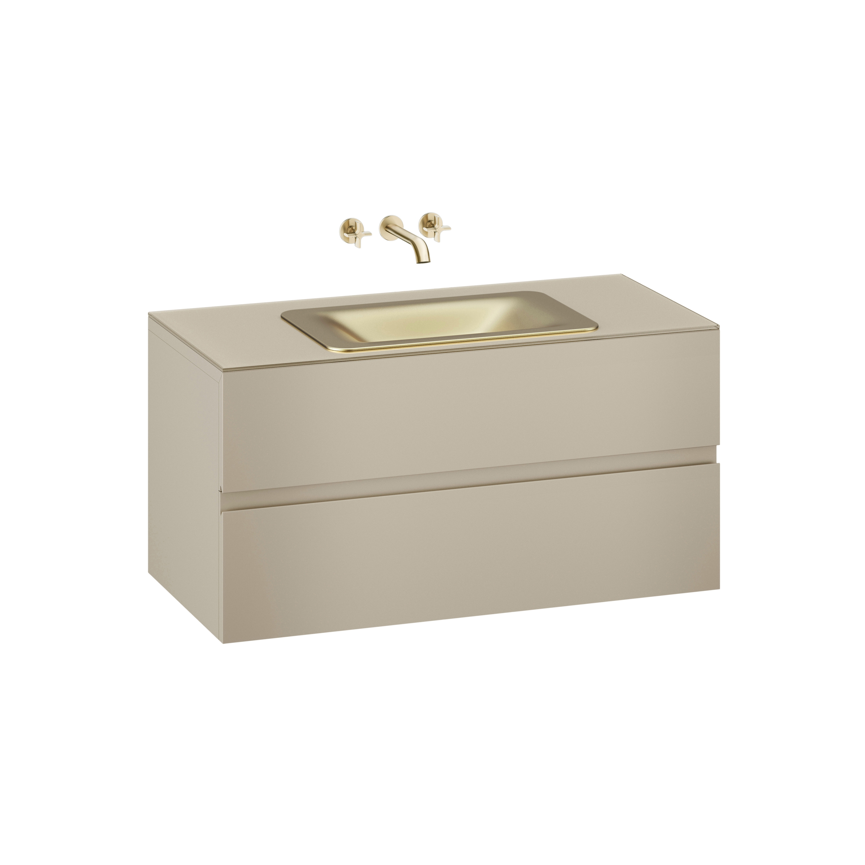 FURNITURE | 1200 mm wall-hung furniture for countertop washbasin and wall-mounted basin mixer | Greige