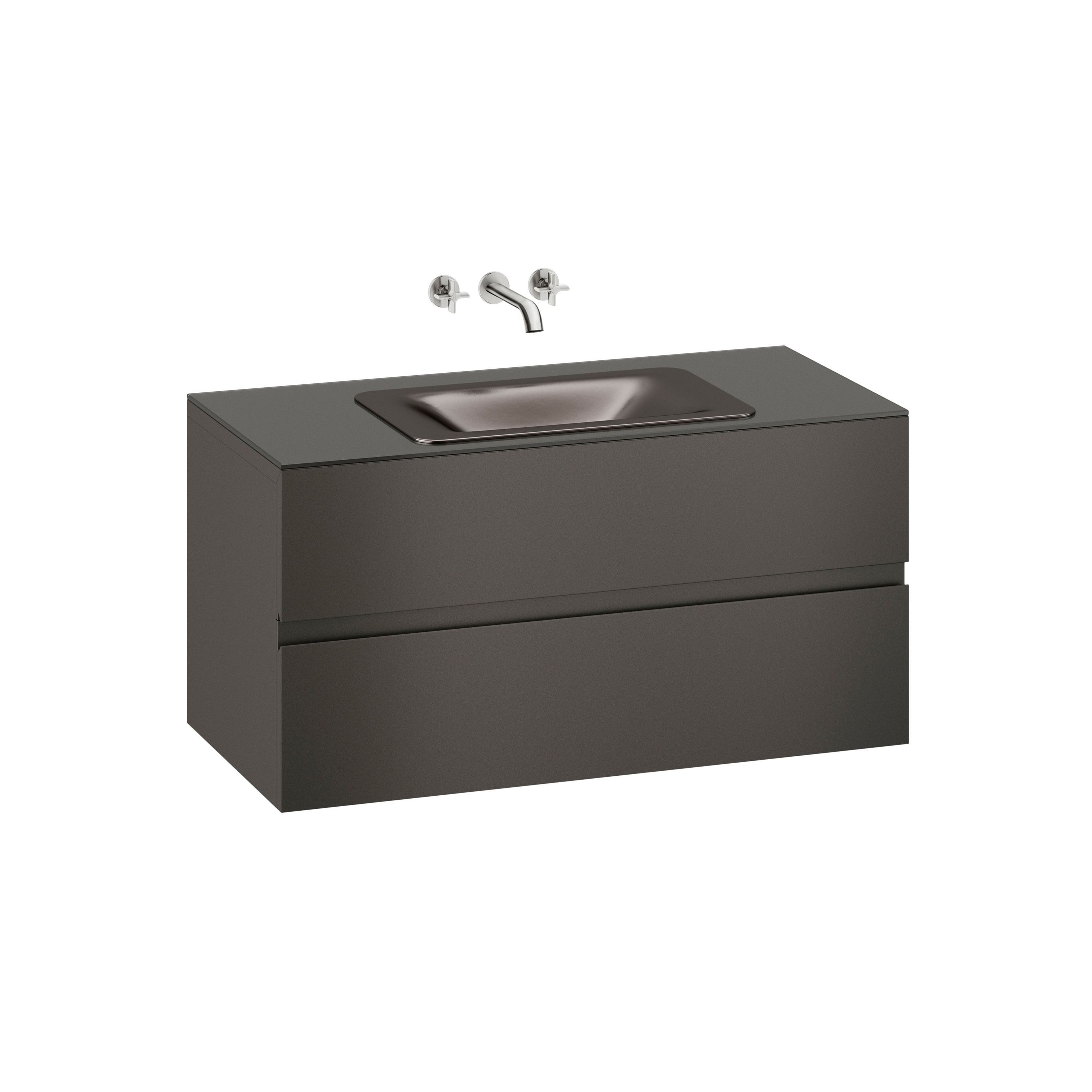 Display product FURNITURE | 1200 mm wall-hung furniture for countertop washbasin and wall-mounted basin mixer | Nero from manufacturer Armani Roca