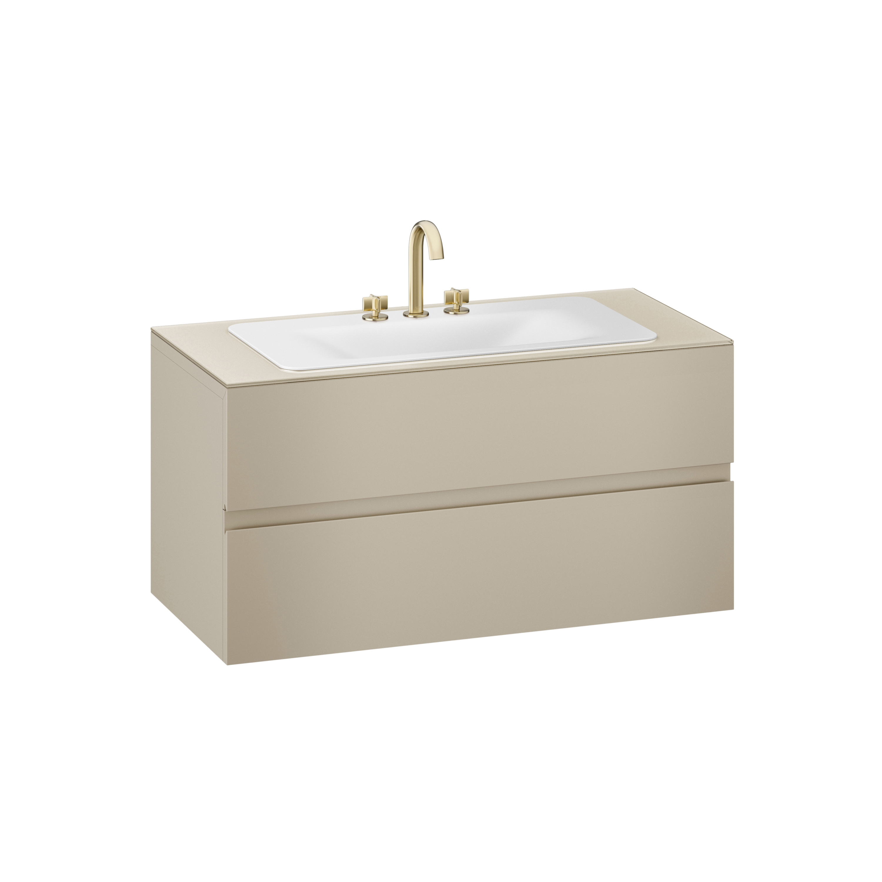 FURNITURE | 1200 mm wall-hung furniture for countertop washbasin and deck-mounted basin mixer | Greige