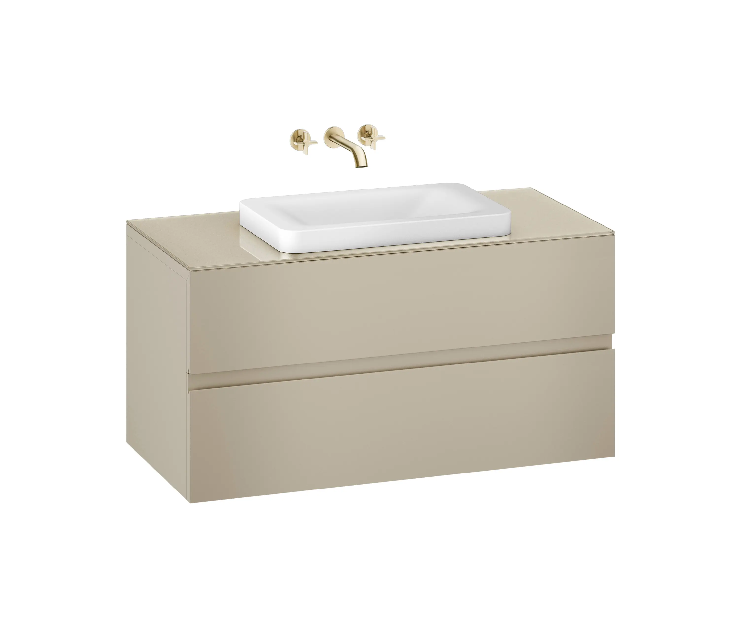 Armani Roca - MOBILI | Mobile sospeso 1200 mm per lavabo da incasso soprapiano e miscelatore a muro | Greige