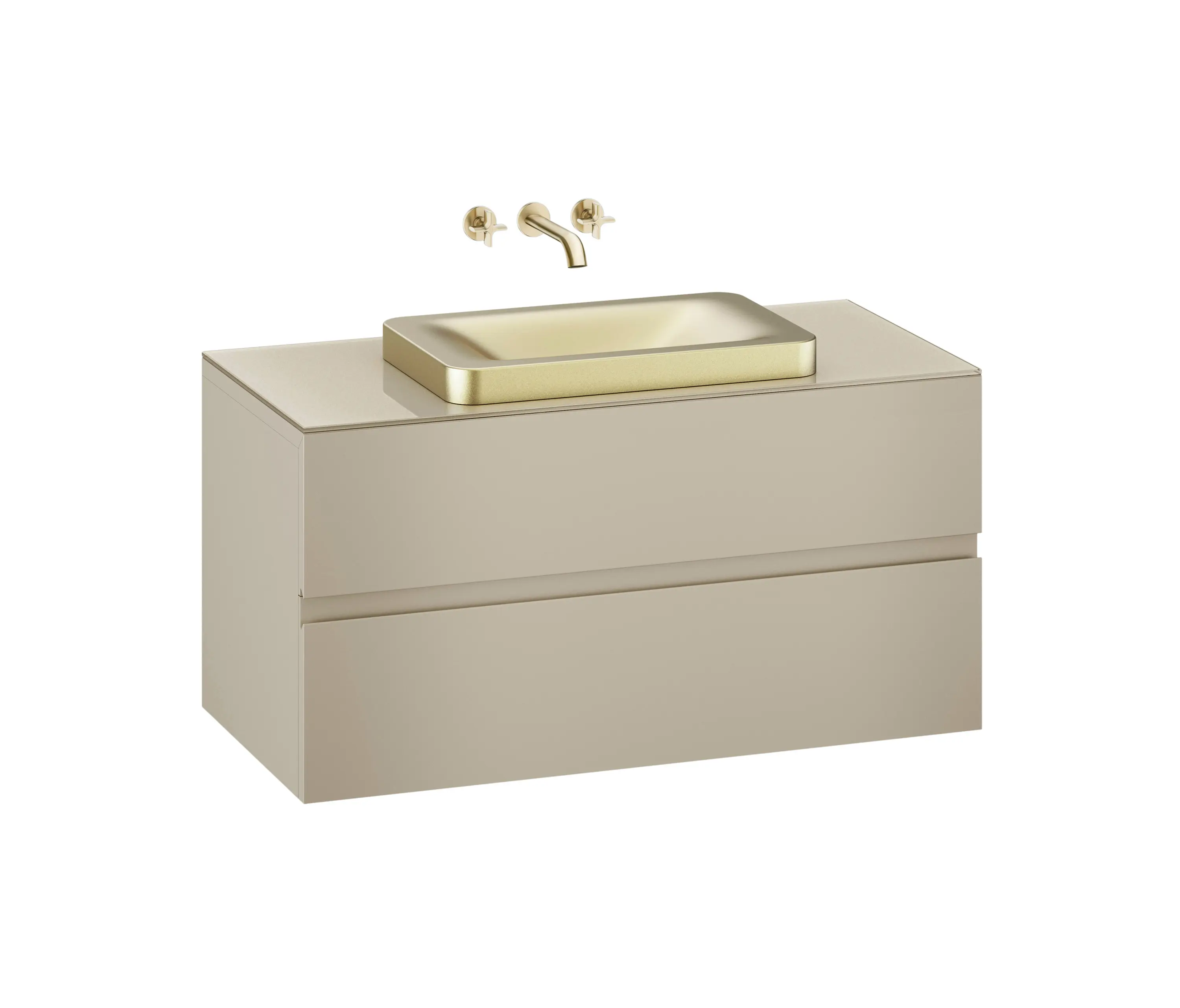 Armani Roca - MOBILI | Mobile sospeso 1200 mm per lavabo da incasso soprapiano e miscelatore a muro | Greige