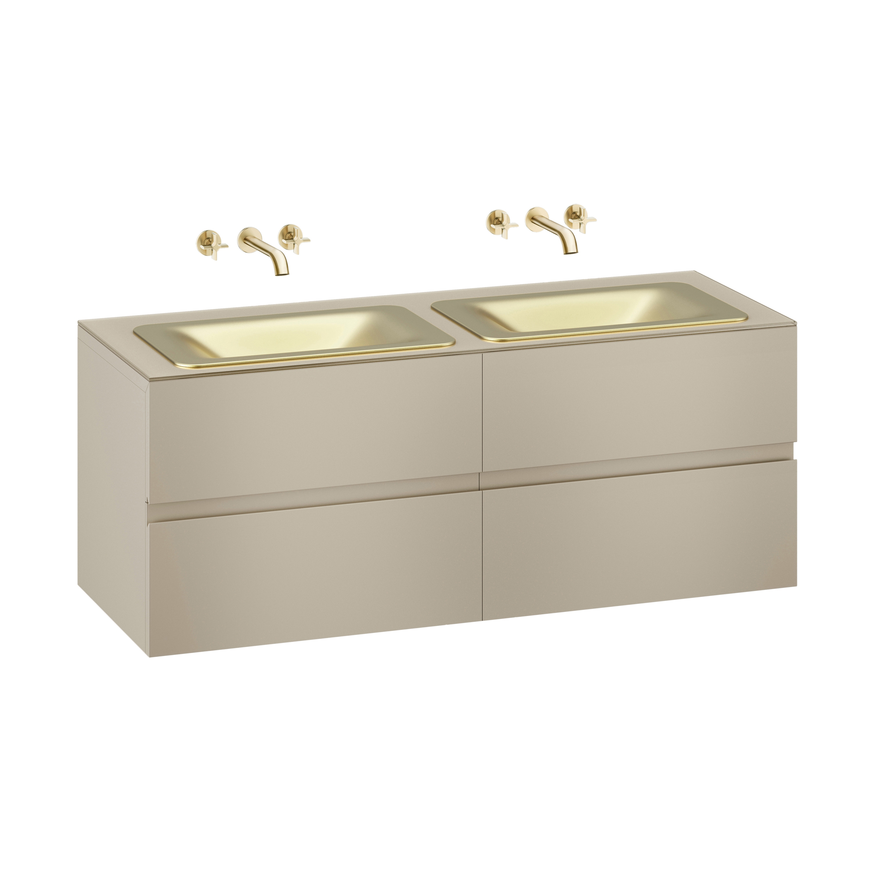 FURNITURE | 1550 mm wall-hung furniture for 2 countertop washbasins and wall-mounted basin mixers | Greige