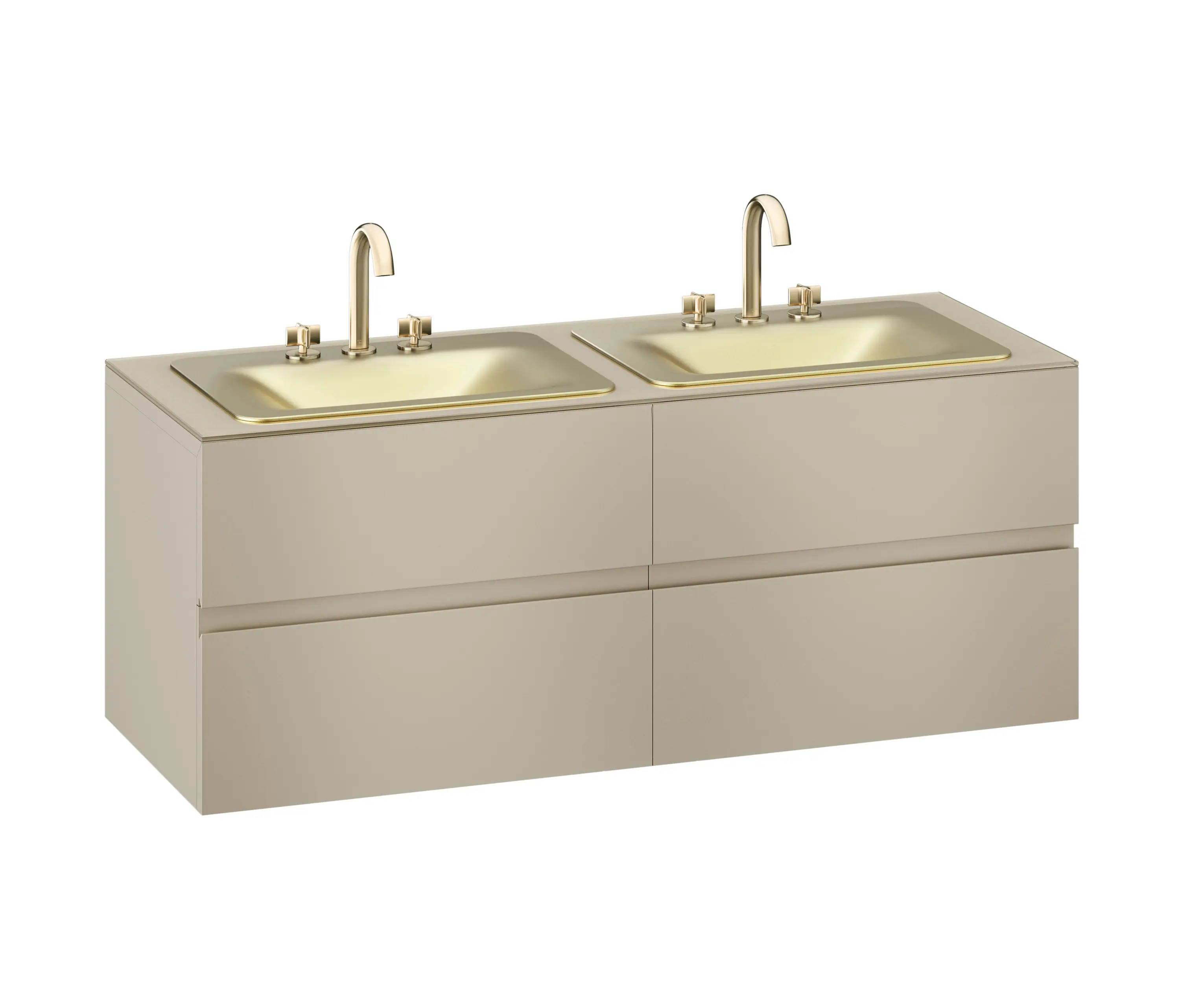 Armani Roca - FURNITURE | 1550 mm wall-hung furniture for 2 countertop washbasins and deck-mounted basin mixers | Greige
